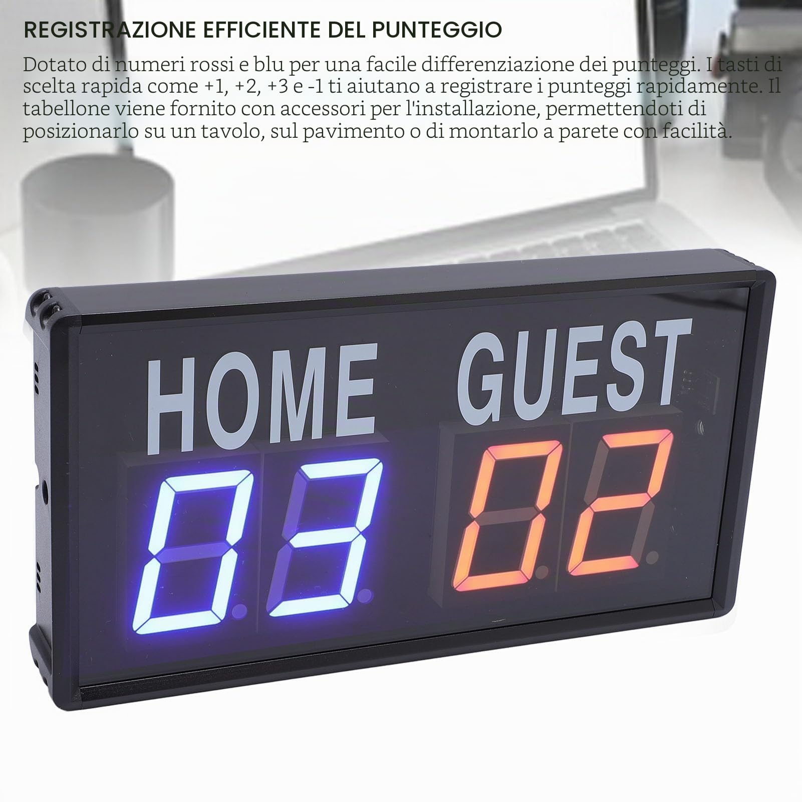 Garsent Segnapunti Elettronico a LED, Tabellone Segnapunti Elettronico Digitale a LED Portatile con Telecomando, per Giochi Sportivi Pallavolo Pong Baseball Basket Tabelloni