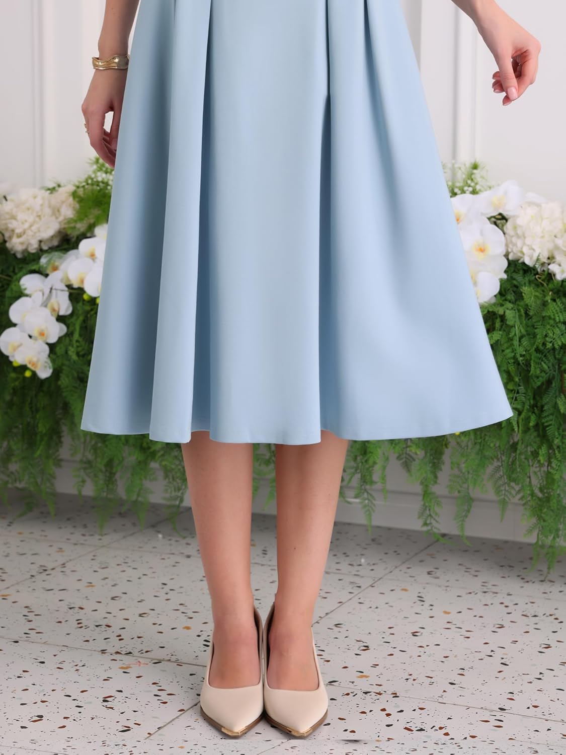 Women's Boat Neck Dresses Church Work A-Line Midi Dress - Image 4