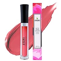 Vista 22 de Aromi Lápiz labial líquido mate Color de labio lila para mujeres, de larga duración, tono brillante rosado púrpura, vegano (Rosa Perivinca)
