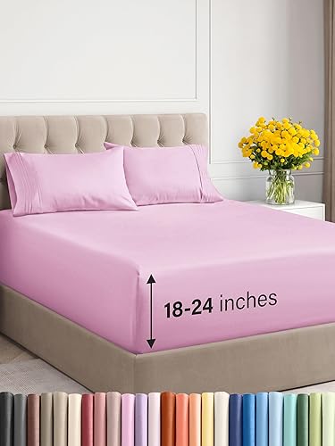 Miniatura 1 de CGK Unlimited - Sábanas de bolsillo extra profundo - Juego de sábanas de 7 piezas - Sábanas de tamaño King divididas de bolsillo profundo - Sábanas
