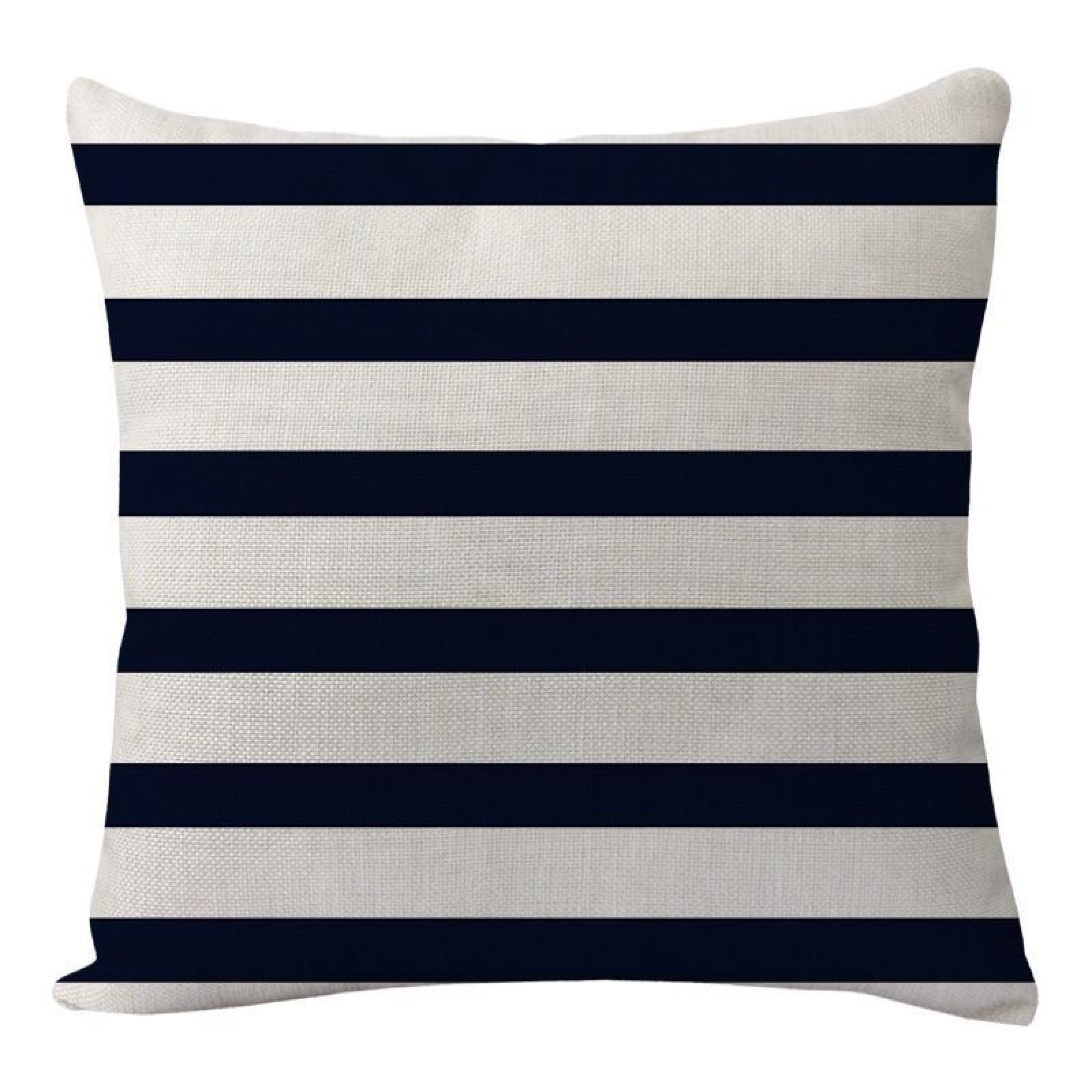 Wazylphin Cushion Covers Black Stripe Pillow Cases Cotton and Linen Cushions with Covers Included Zipper Sofa Cushions Soft Pillowcase Living Room Pillow Cover Bedroom Cushion Cover 40x40cm/1 Pack