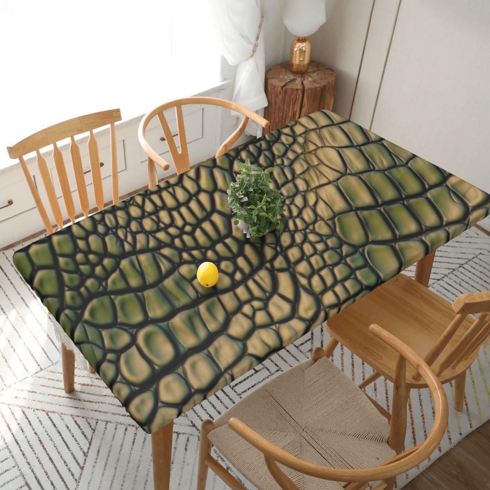 WPKJU Alligator Skin Printed Tablecloths 5ft Rectangular Table Covers Washable Polyester Decorative Table Cloth for Dining Table Picnic Wedding