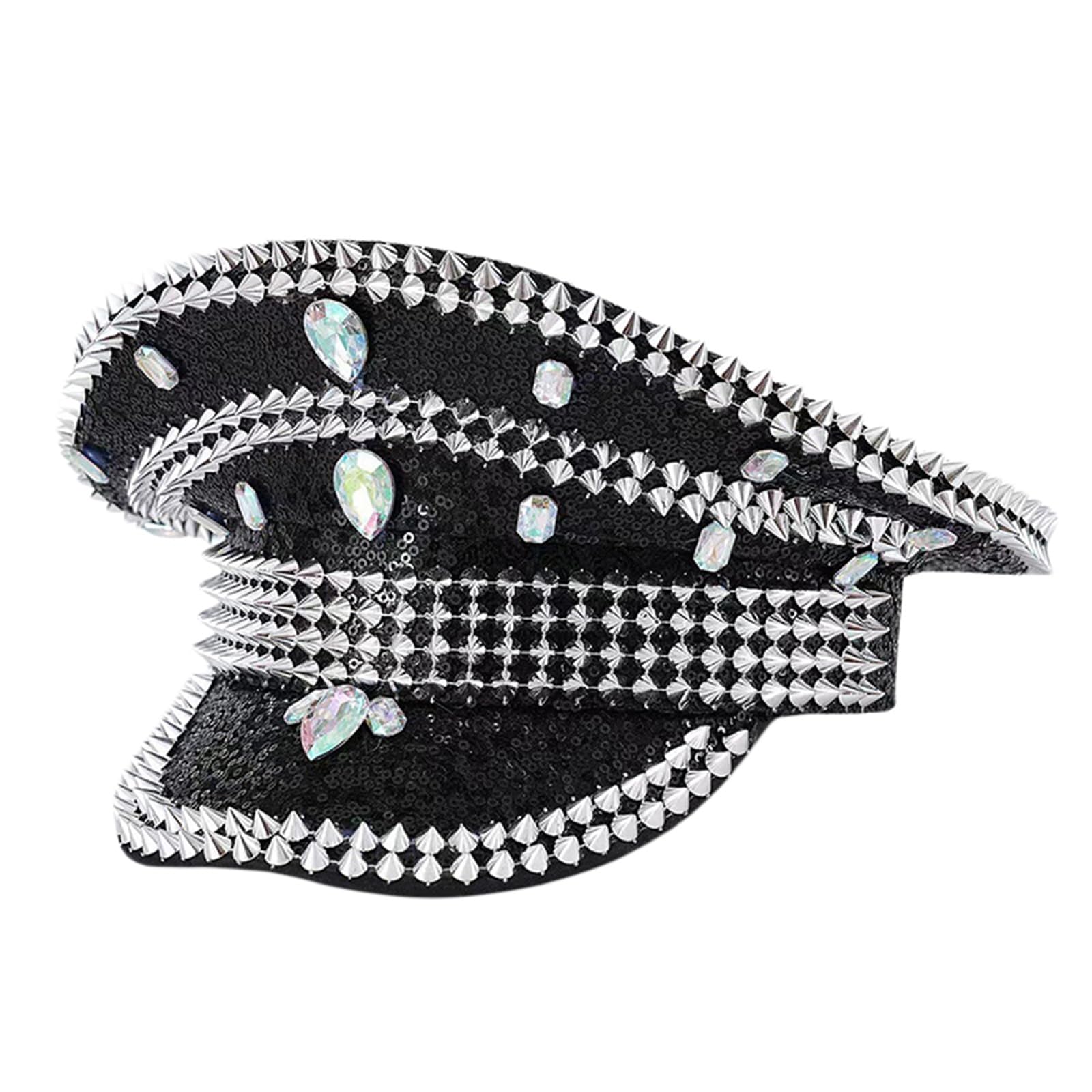 FeMereina Glitter Captain Hats Luxury Diamond Sequin Captain Caps Bachelorette Hen Party Favors (Colorful, One Size)