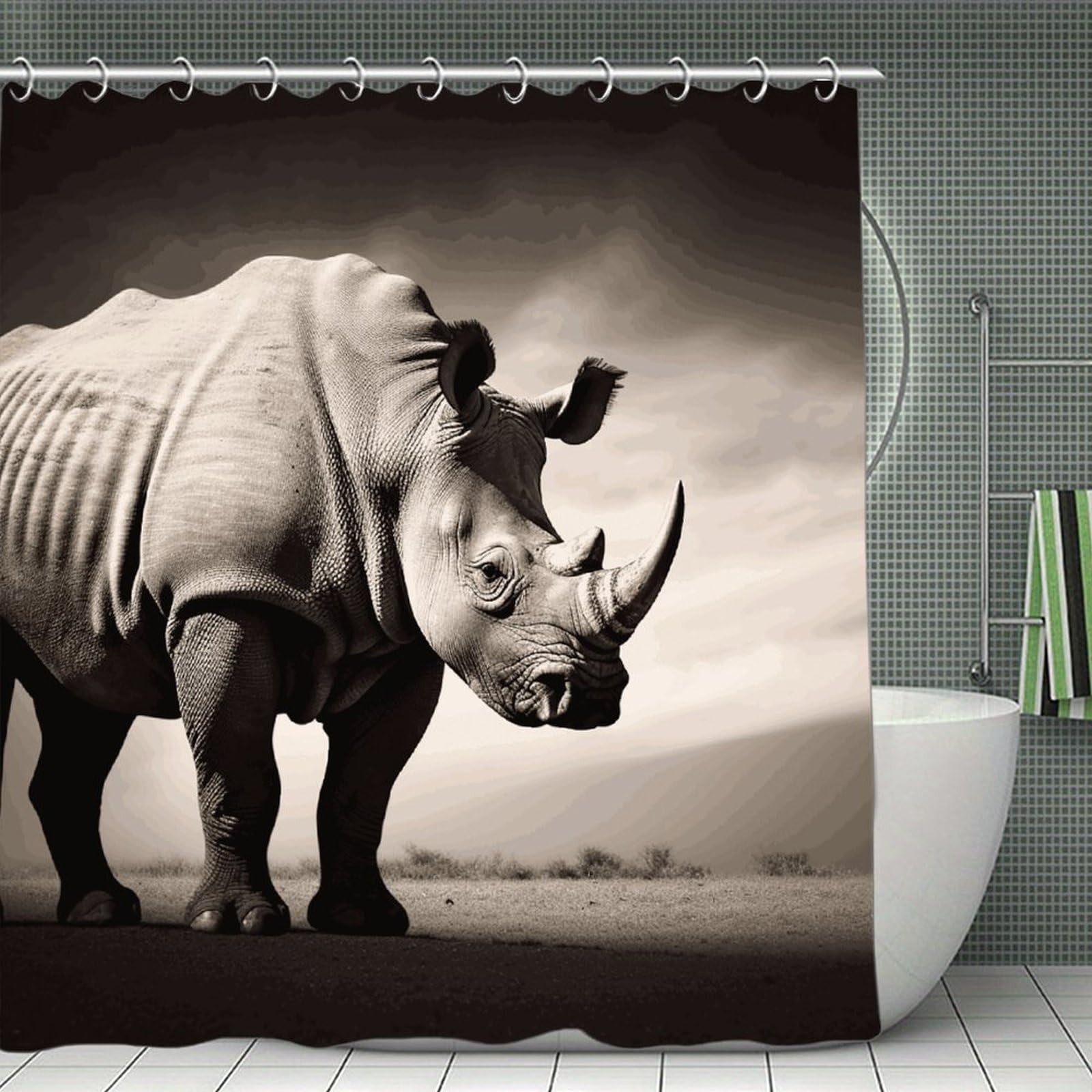 FekiLoot South Africa Animal Shower Curtain Minimalist Thick Bathroom Curtain Washable Modern Bathroom Shower Curtain Heavy Duty Waterproof Cloth Bath Curtain with Hooks 70.8"x70.8"