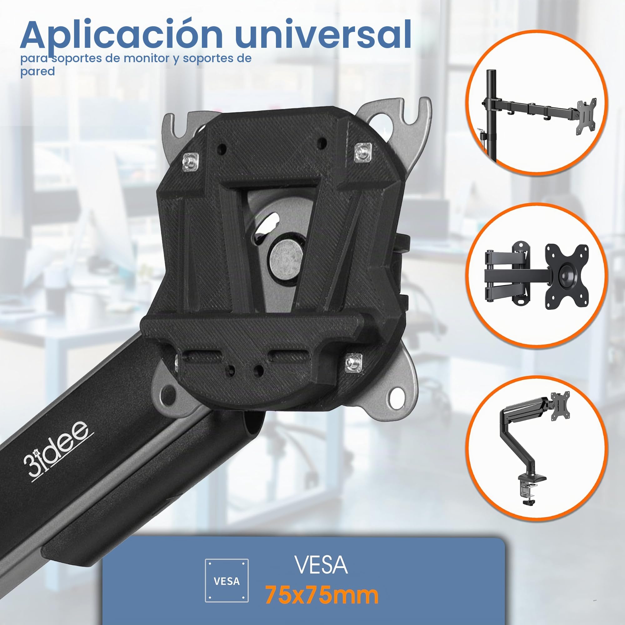 3IDEE Adaptador VESA Compatible con Monitor Samsung Odyssey OLED (G93SC, G95SC, S49Cg934) - 75 x 75 mm - Ajuste preciso y Estable - para Montaje en Soporte de Monitor