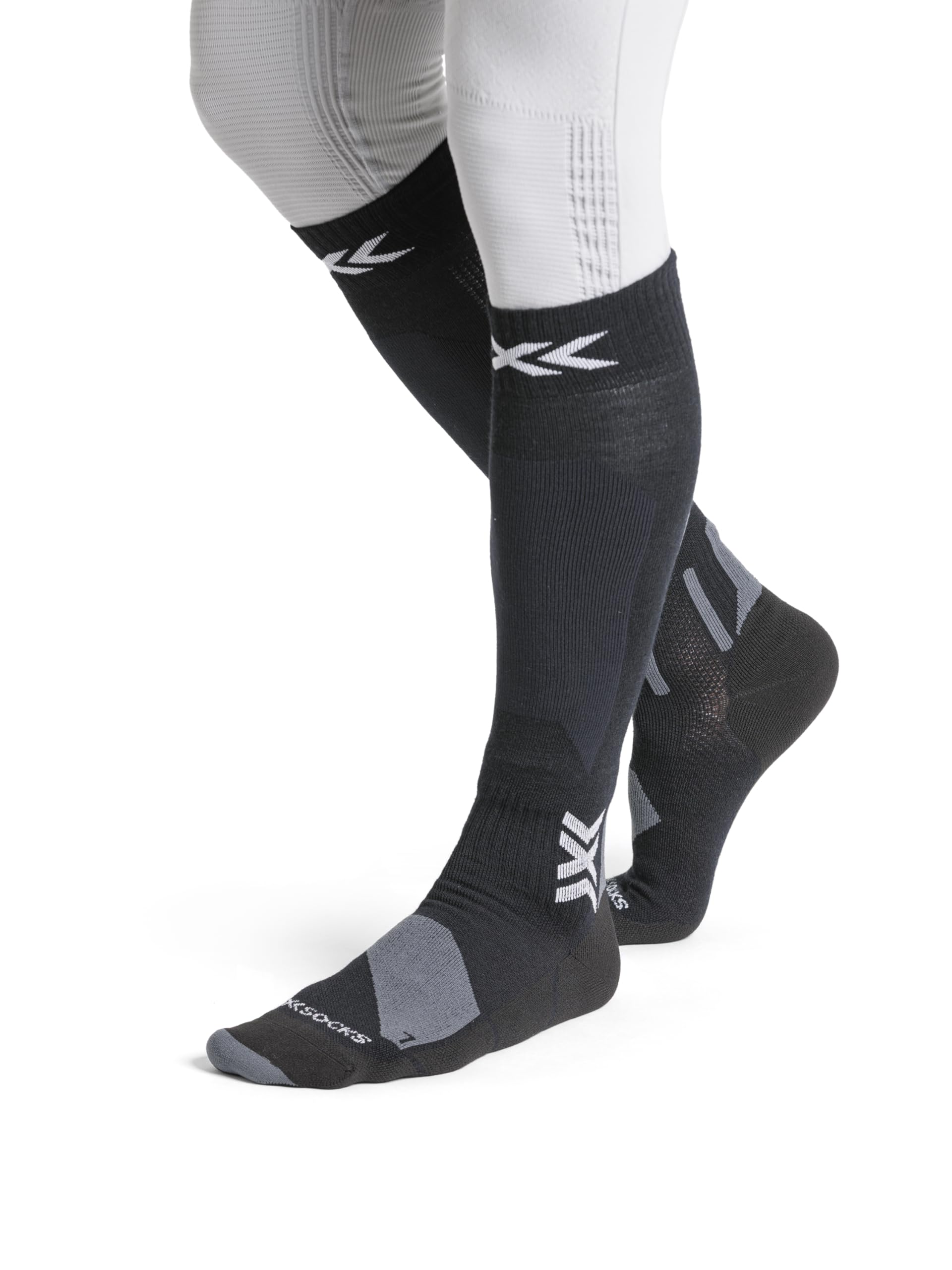 X-Socks Ski Discover Merino OTC - skarpety narciarskie zapewniające komfort i ciepło - opaska O-Ring zapewniająca bezpieczne dopasowanie i wsparcie - Seal Grey/Light Sand, 39-41