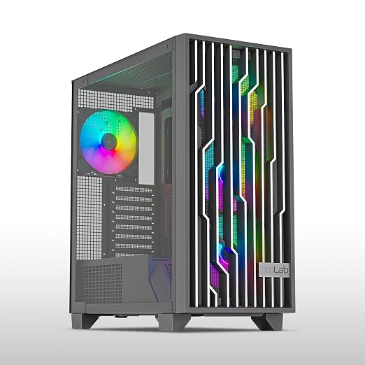 ProLab Design AI848 ARGB Workstation Computer Case|Mid Tower Cabinet|4x140mm ARGB Fans Included|ATX, Micro-ATX, Mini-ITX|Front Grill & Mesh|Up to 10 * 120mm Fans|Type-C