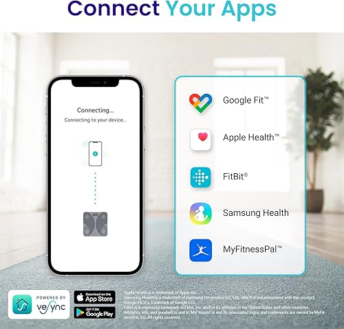 Miniatura 4 de Etekcity - monitor de salud digital inteligente inalámbrico con Bluetooth báscula de grasa corporal que rastrea 12 datos clave con aplicaciones en