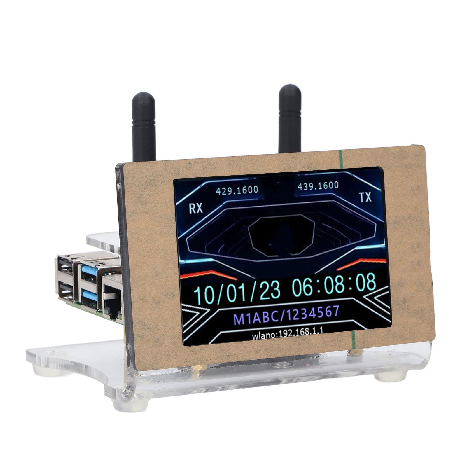 MMDVM Hotspot Module, Single Duplex Mode Stable Performance Accurate Debugging 16GB Memory Card Digital Voice Modem Board 3.5 Inch Screen for Pi 4B