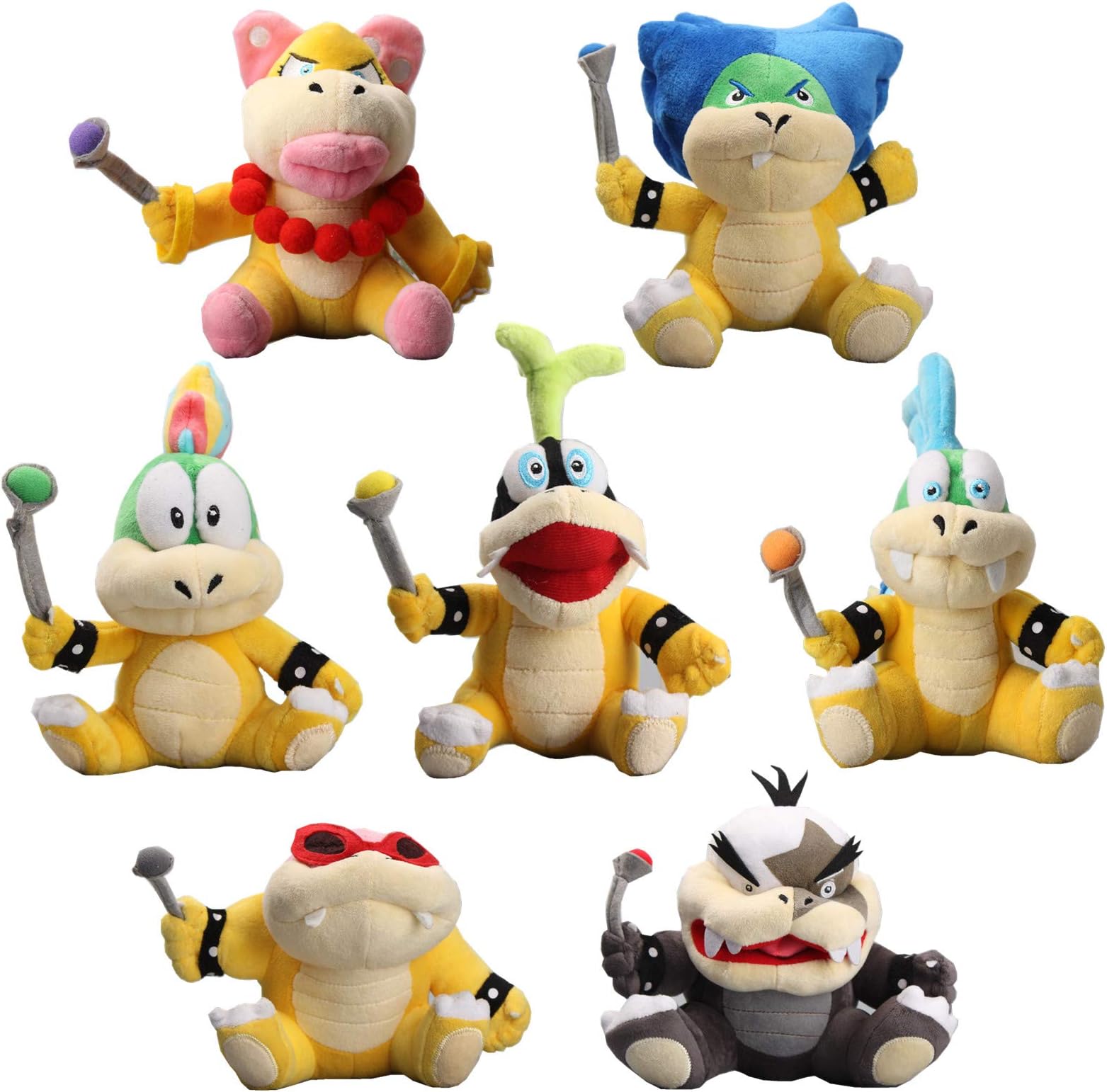 uiuoutoy Koopalings Larry Iggy Lemmy Roy Ludwig Wendy Morton Plush Toy Set of 7pcs