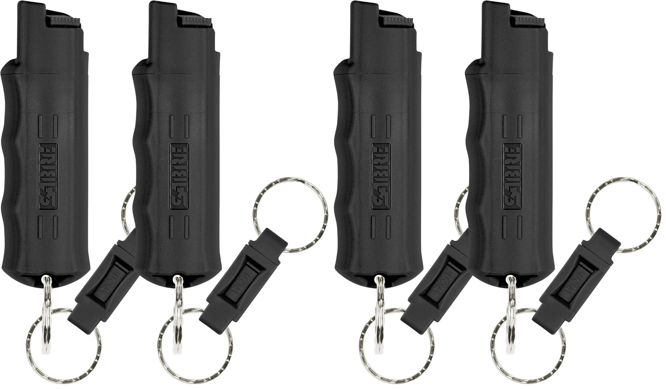 SABRE Pepper Spray-Quick Release Keychain for Easy Carry &amp; Fast Access,Max Police Strength Self Defense OC Spray UV Dye, 10 Sec. SprayTime,Finger Grip - Faster Aim,0.54 fl oz,Secure Safety,(Pack of 2)