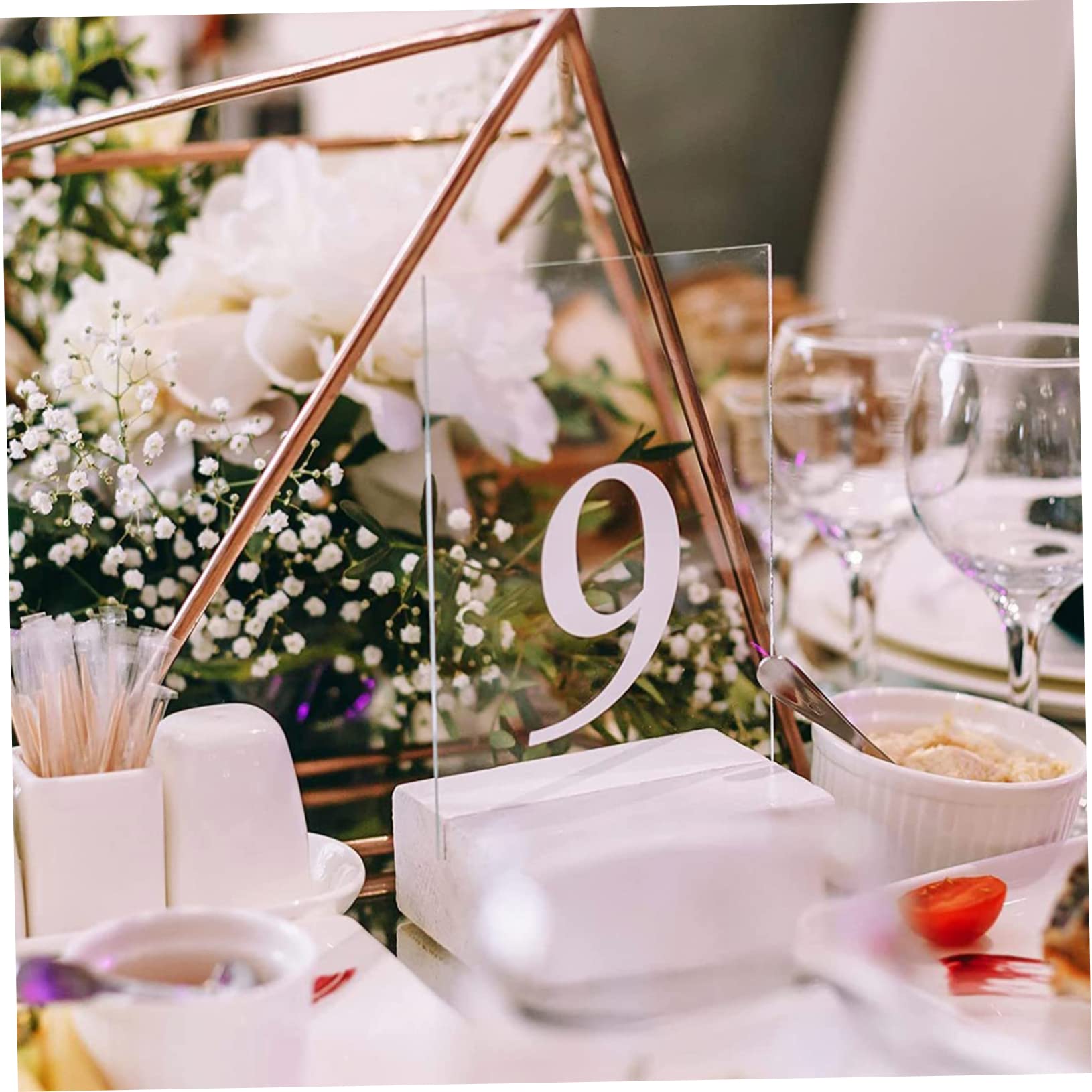 Luxshiny 1set Clear Acrylic Table Display Stands Blank DIY Signs for Weddings Parties and Events Reusable Table Decoration Modern Look for Guest Seating 20pcs