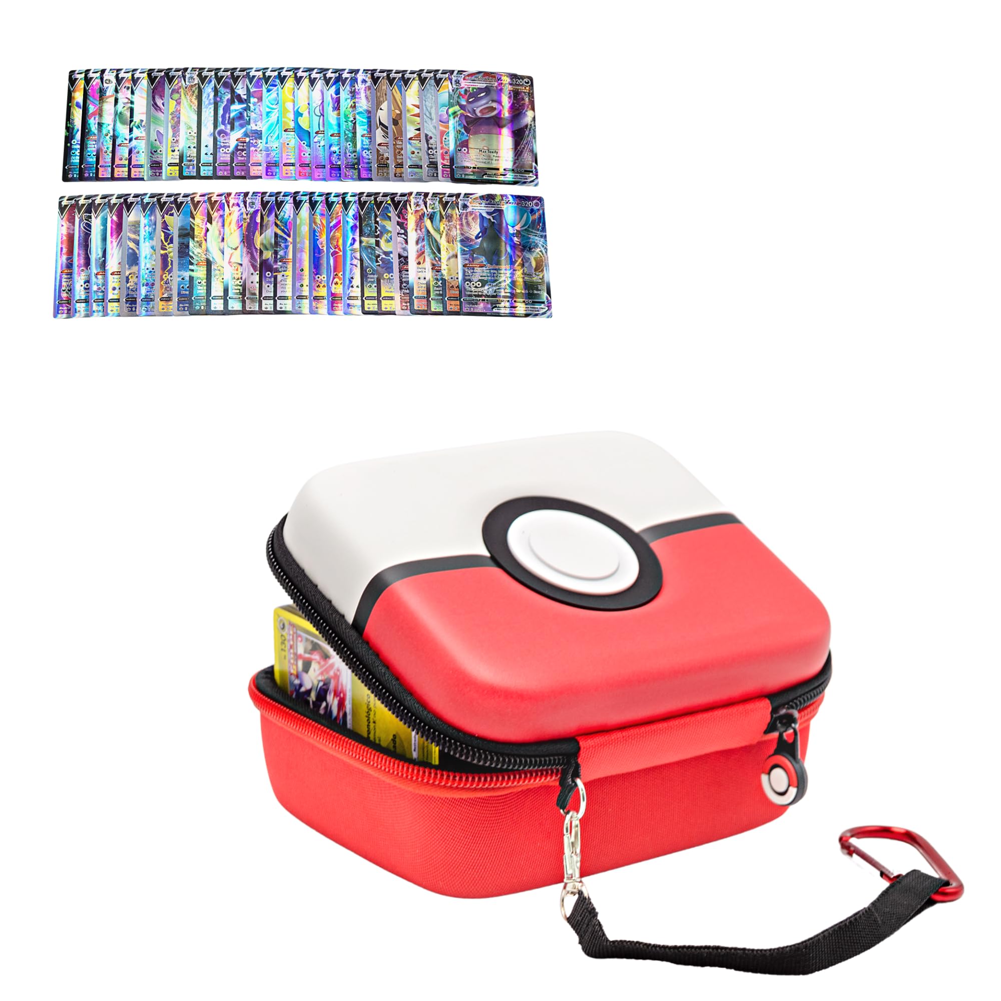 Case for 400 Cards with 100 Cards Included (50 V Max Cards and 50 Random Cards) Rigid Case for Collectible Trading Cards.