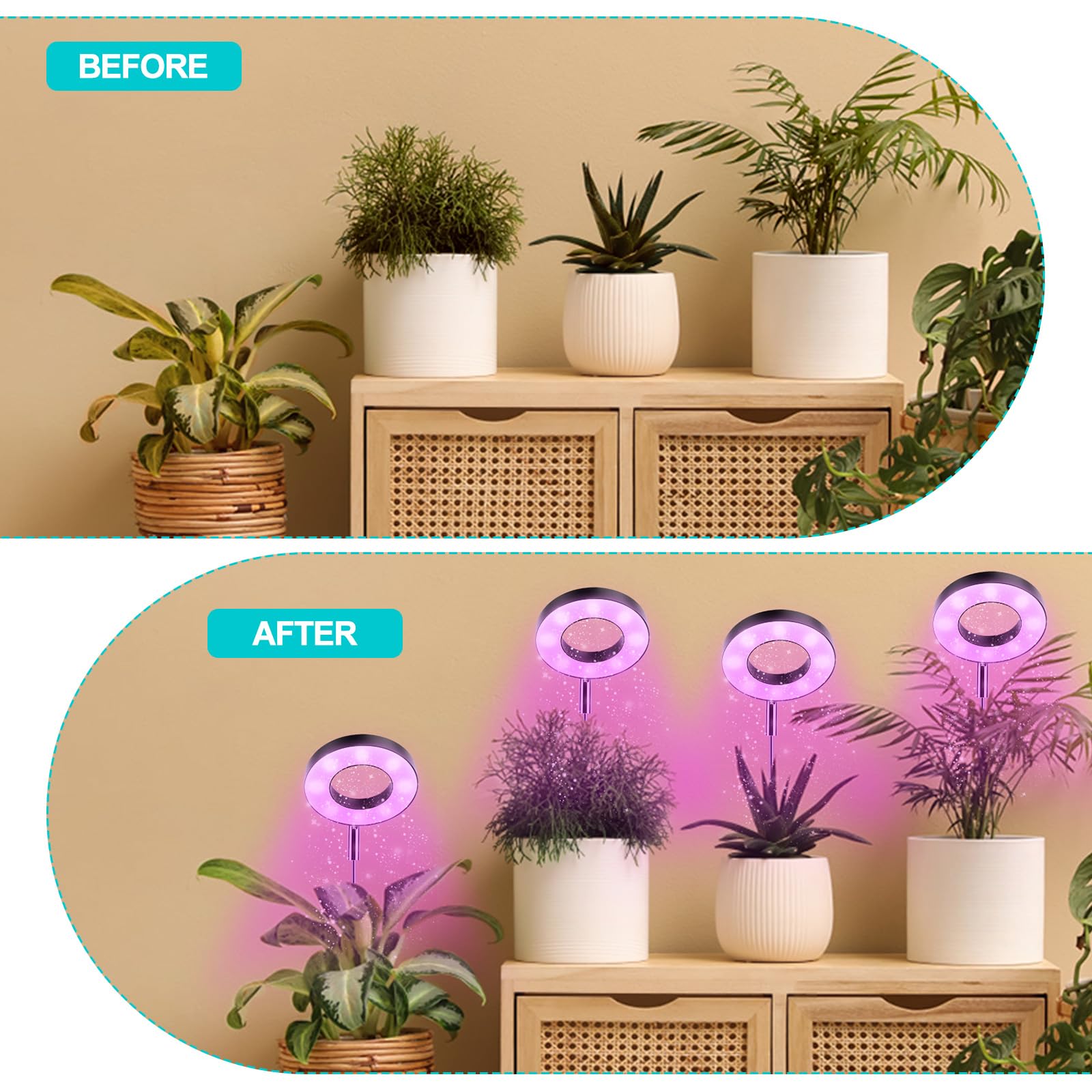 LWMTT Lámpara de Planta,48 LED Luz de Crecimiento de Espectro Completo,Luces de Crecimiento Ajustable en Altura con Temporizador 3/9/12H,9 Brillos,3 Modos,Lampara de Crecimiento para Plantas Pequeñas