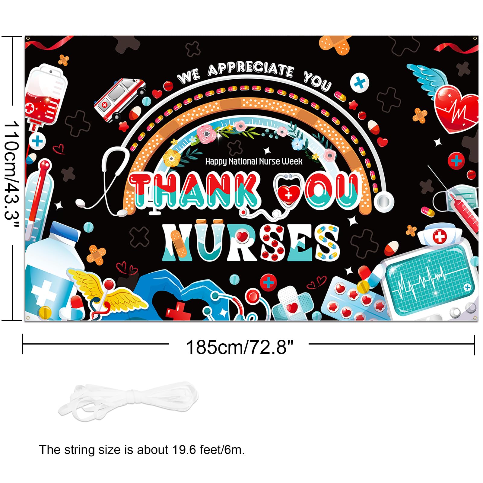 Produktbild von Dankes-Banner Für Krankenschwestern – "Thank You Nurse" In Goldglitzer, Für Nurse Week Oder Feiern