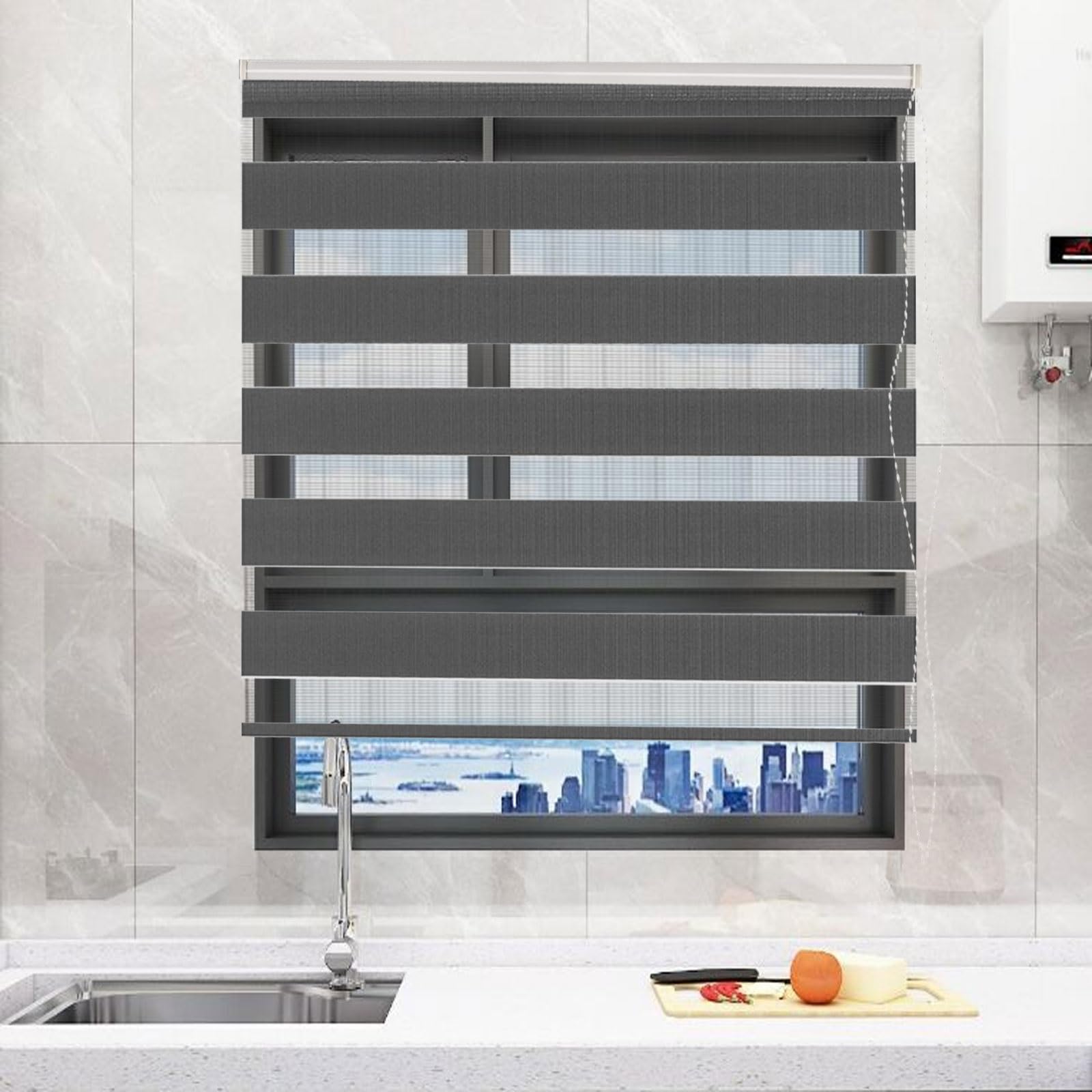 Blackout Roller Blinds 55 x 280 cm Thermal Insulated UV Protection Light Filtering Privacy Day Night Blinds with Install Accessories for Windows Room Darkening, Ciemny szary