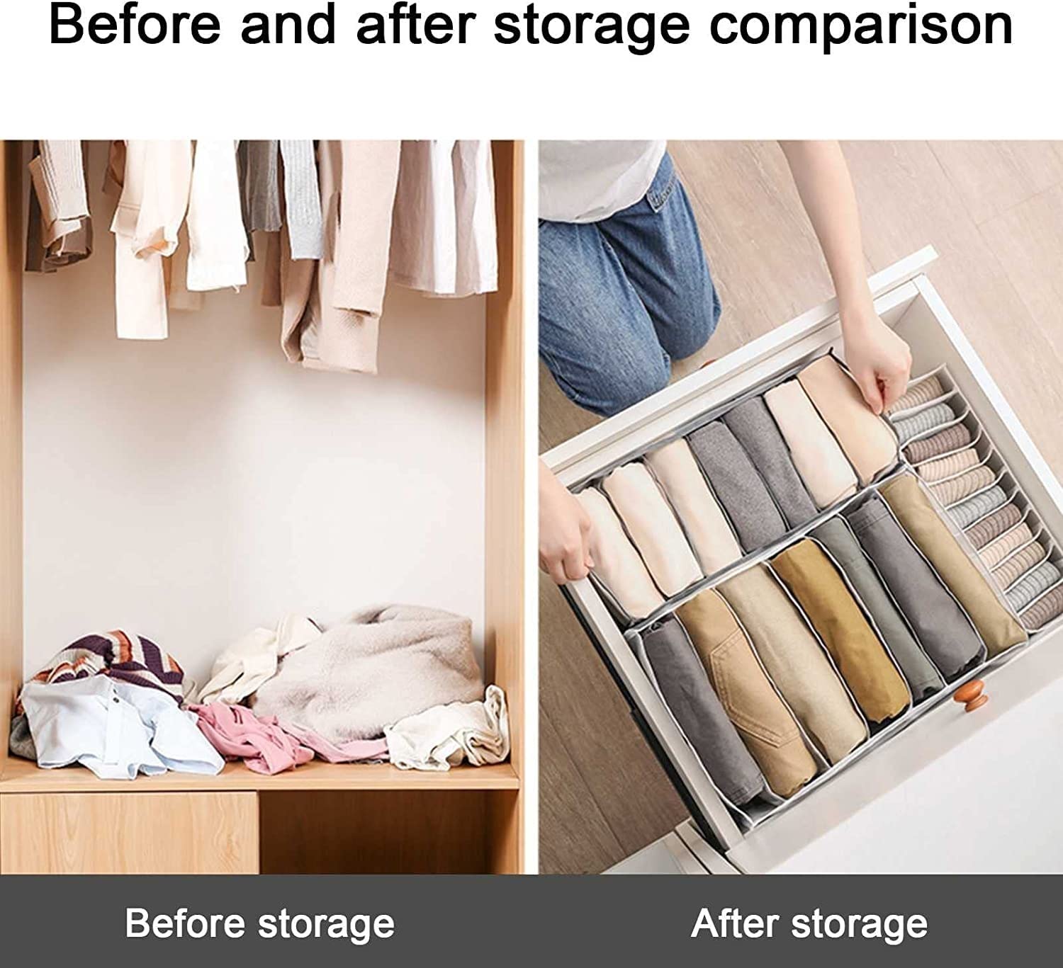 6 Piezas Cajón Armario Pantalones Cajas De Almacenamiento Organizador Lavable para Ropa Ropa Interior Calcetines Camiseta Divisor De Cajón Múltiples Compartimentos Plegables Ahorra Espacio