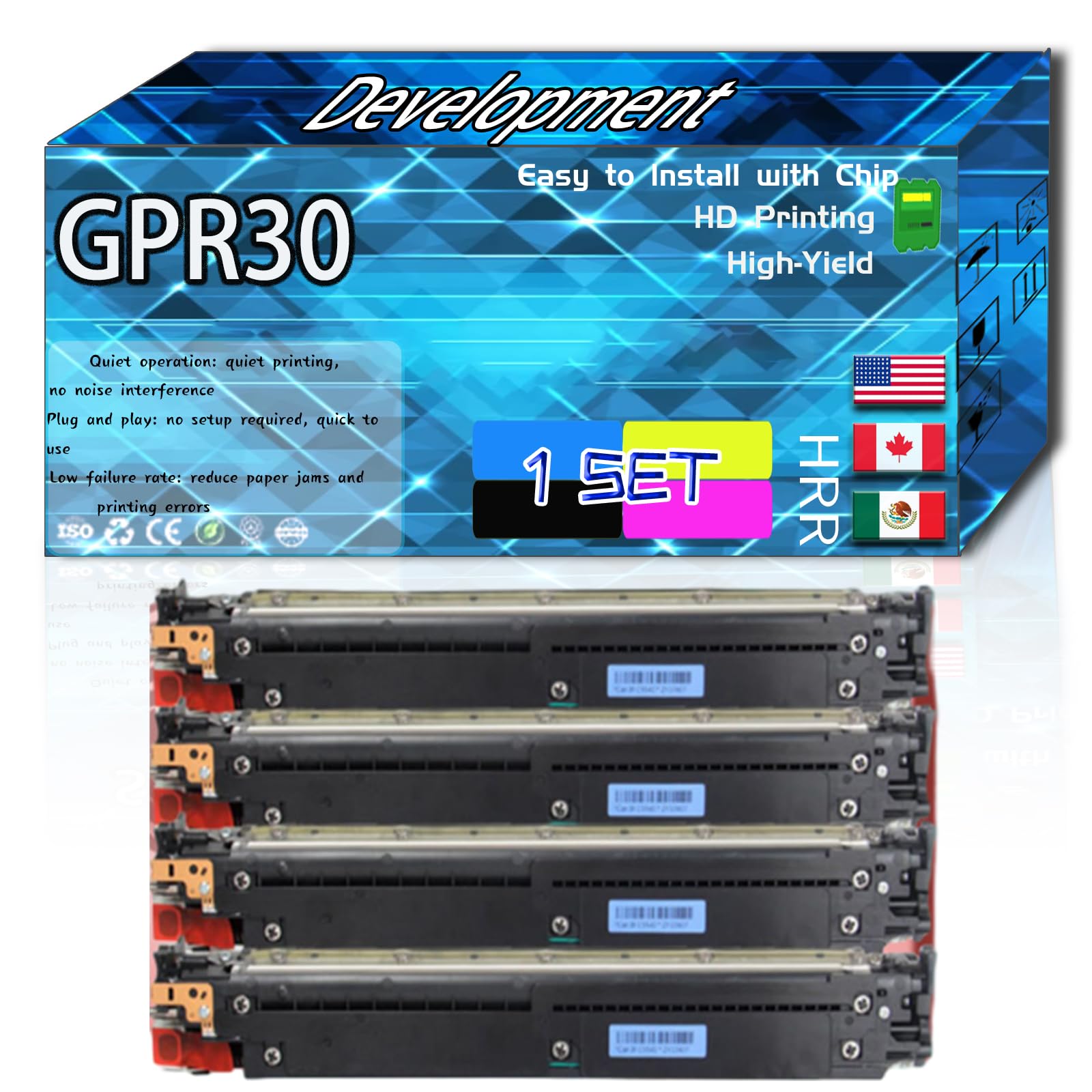 Compatible for Canon GPR30 Replacement Development Components Used with imageRUNNER Advance C5045 C5051 C5250 C5255 Printers, High Production Multiple Options (4-Pack BK/C/M/Y)