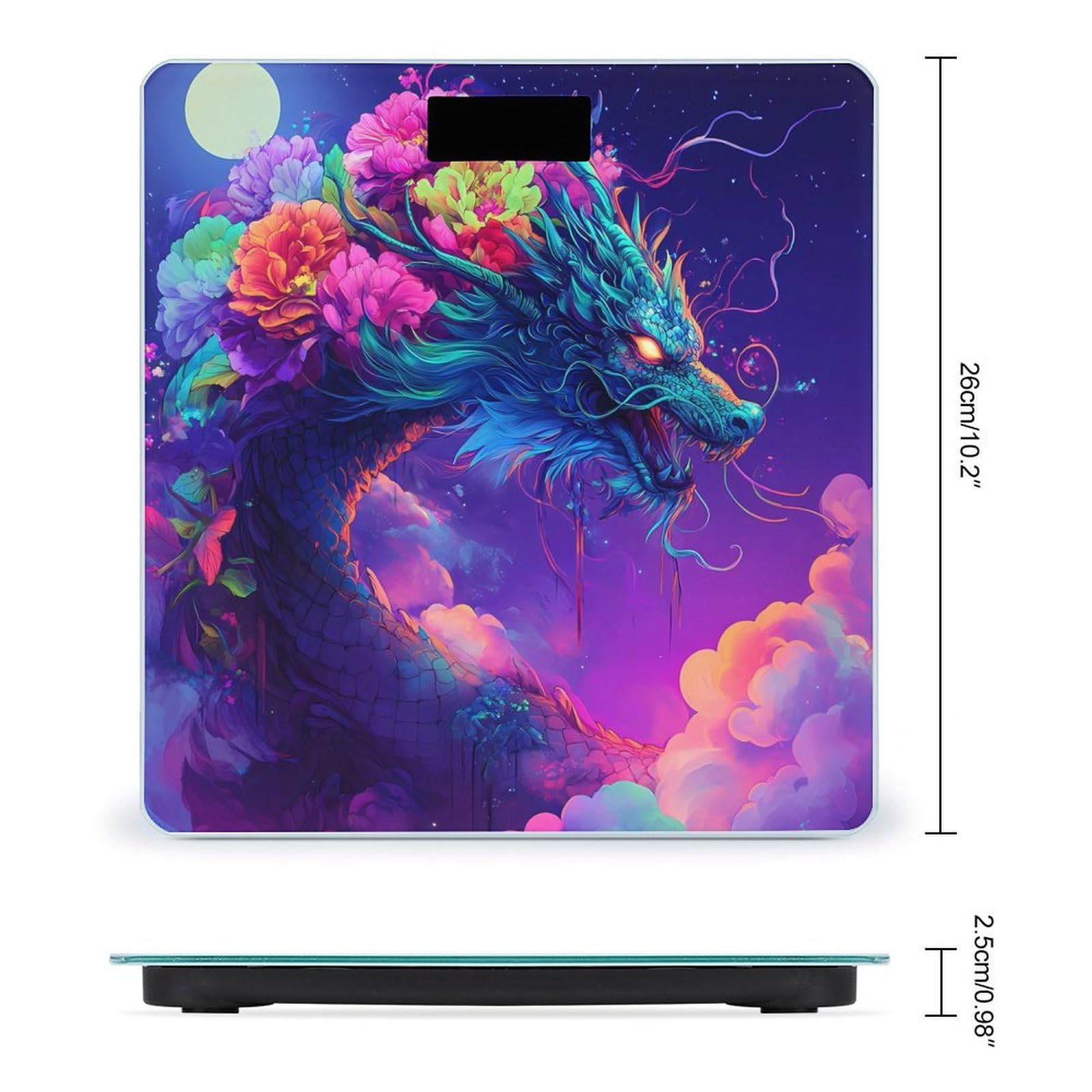 Dragon with Flowers Moon Night Scale for Body Weight Smart Accurate Digital Bathroom Scale with Easy Read LCD