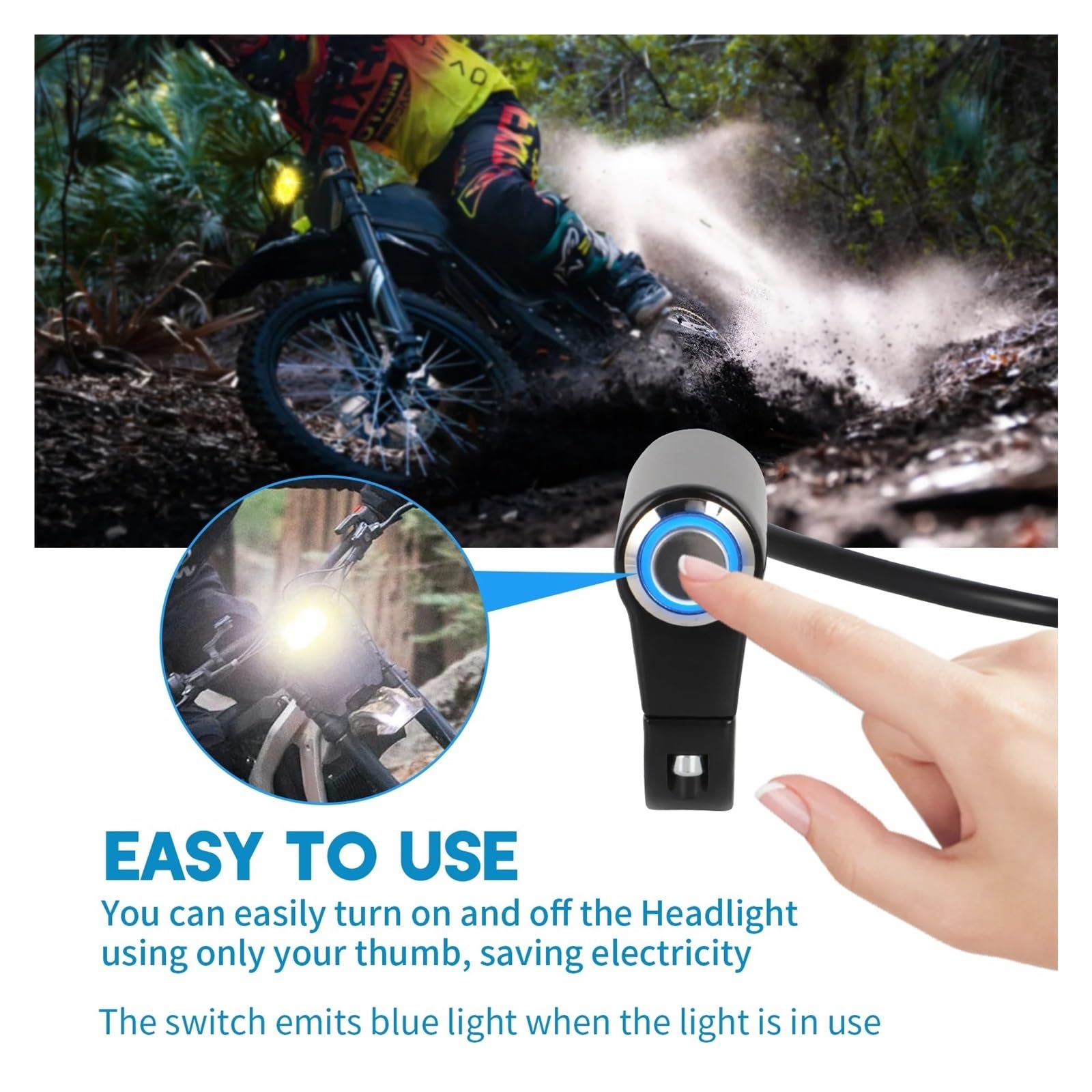 AVFORA Delantera faro Barra Luz Para Motocicleta Faro Delantero Alto Brillo, Plug N Play Para Talaria Sting R MX4, Kit Faro Reflector LED, Lente De PC Faros Luz