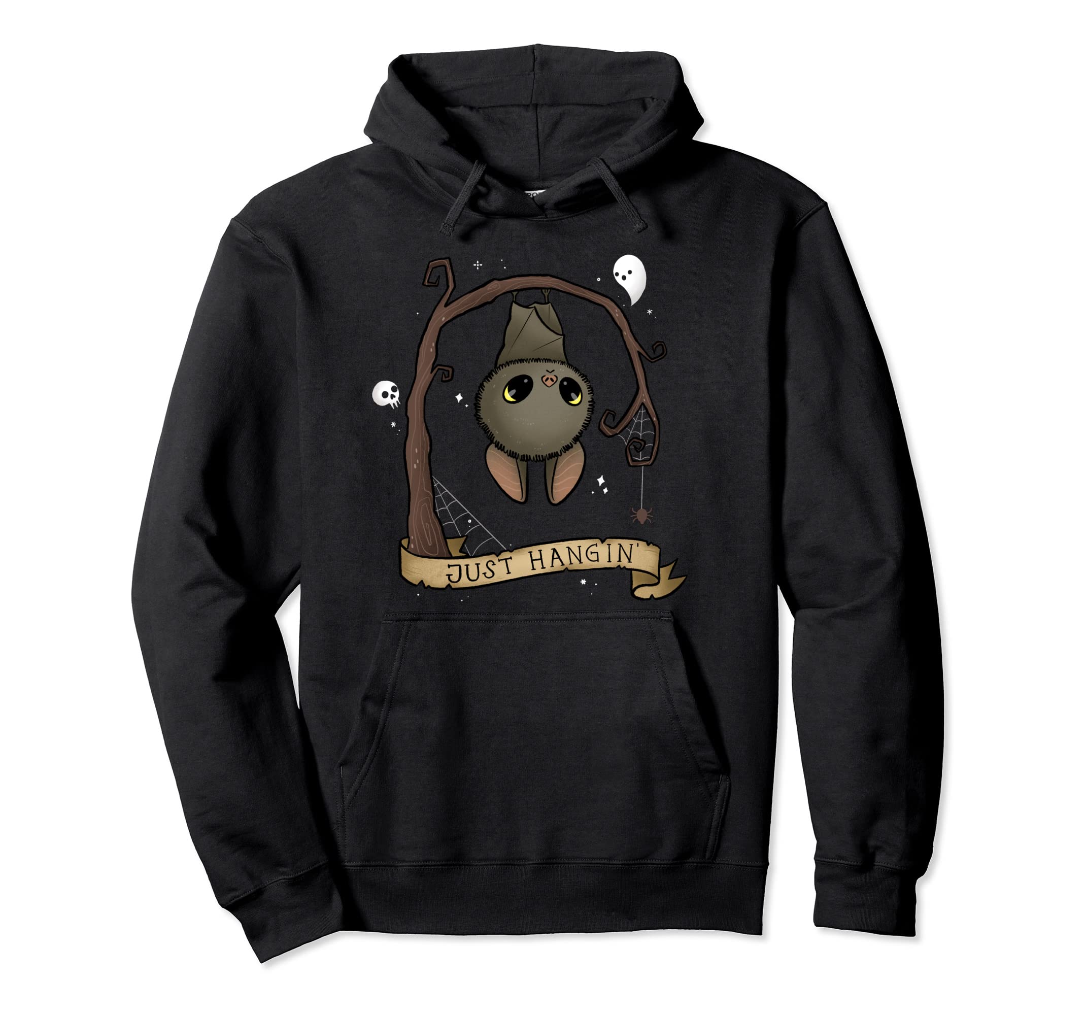 The Ghoulish GarbJust Hangin Bat Cute Halloween Animal Spooky Adorable Goth Pullover HoodieOEKO-TEX STANDARD 100