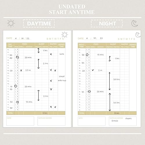 Miniatura 3 de Agenda de cuidado diario del bebé, libro de registro A5 para bebé recién nacido para seguimiento de la rutina diaria, 152 páginas fáciles de usar