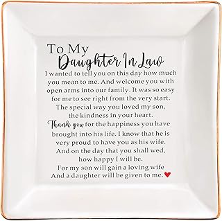 to My Daughter in Law Gift from Mother in Law Ceramic Jewelry Tray Dish, Wedding Gift for future Daughter-In-Law Gift