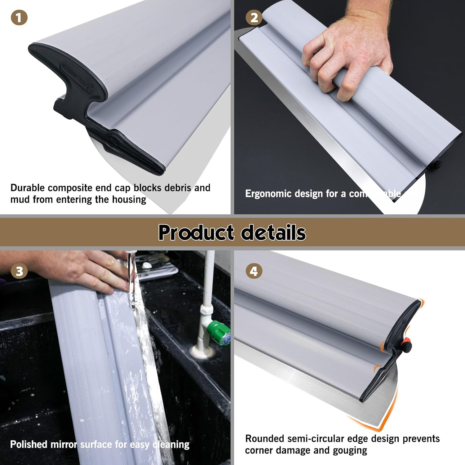 ROLLINGDOG Drywall Skimming Blade & Compound Tool Bundle with Pole Adapter, 24" Blades and 9" Roller Cover for Wall Repair