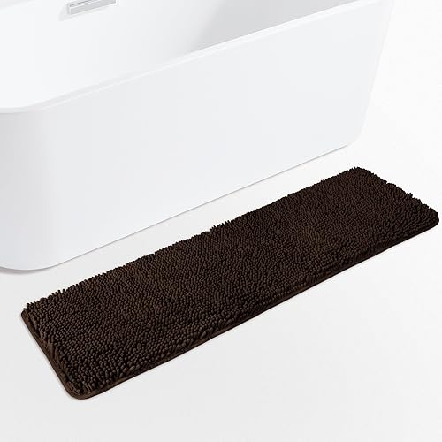 Miniatura 399 de Yeaban Alfombras de baño gris oscuro – Gruesas alfombras de baño de chenilla | Alfombras de baño absorbentes y lavables antideslizantes, alfombras