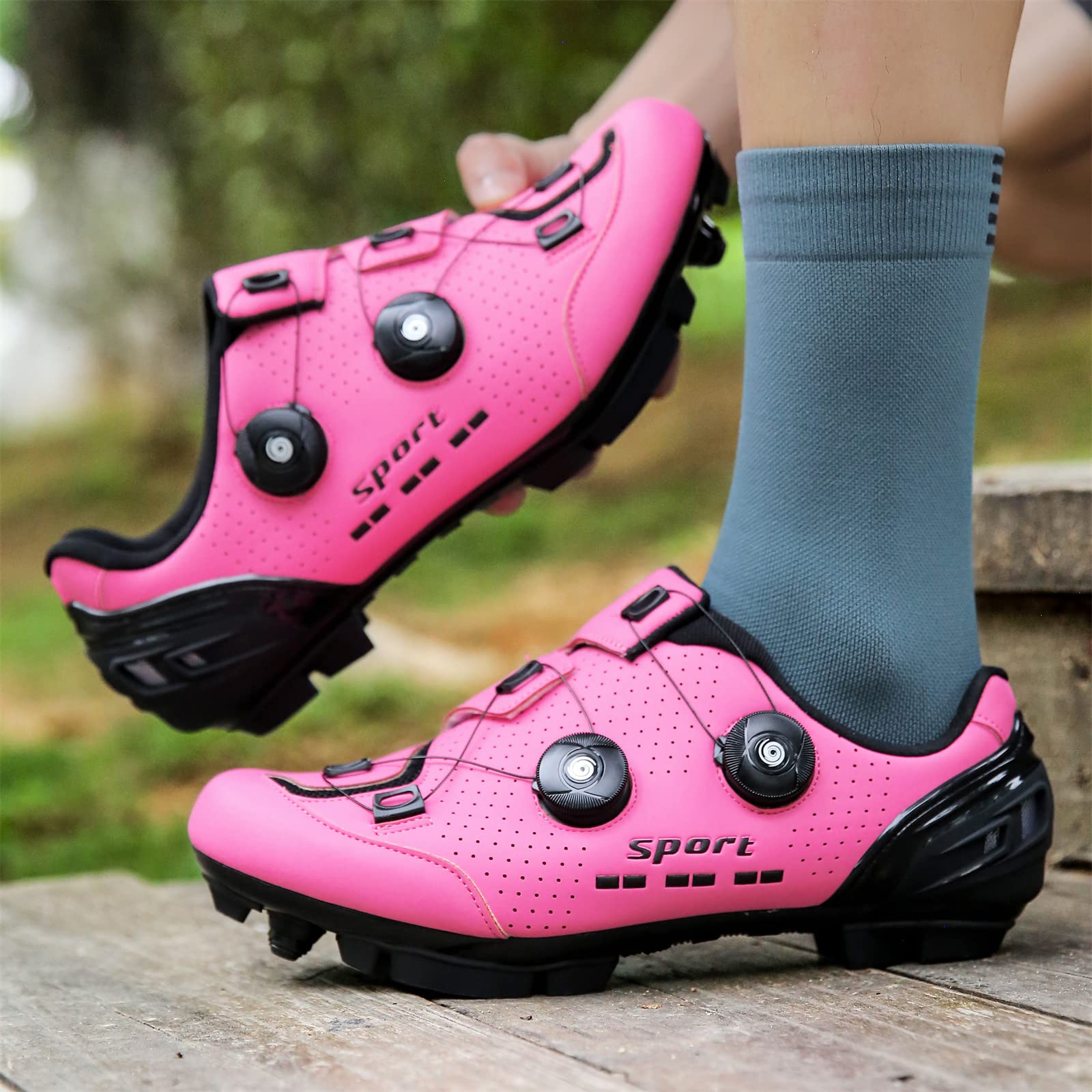 Zapatillas de Ciclismo Mujer Bicicleta Montaña Carretera Compatibles Calas Giratorias Cerradas Ligeras