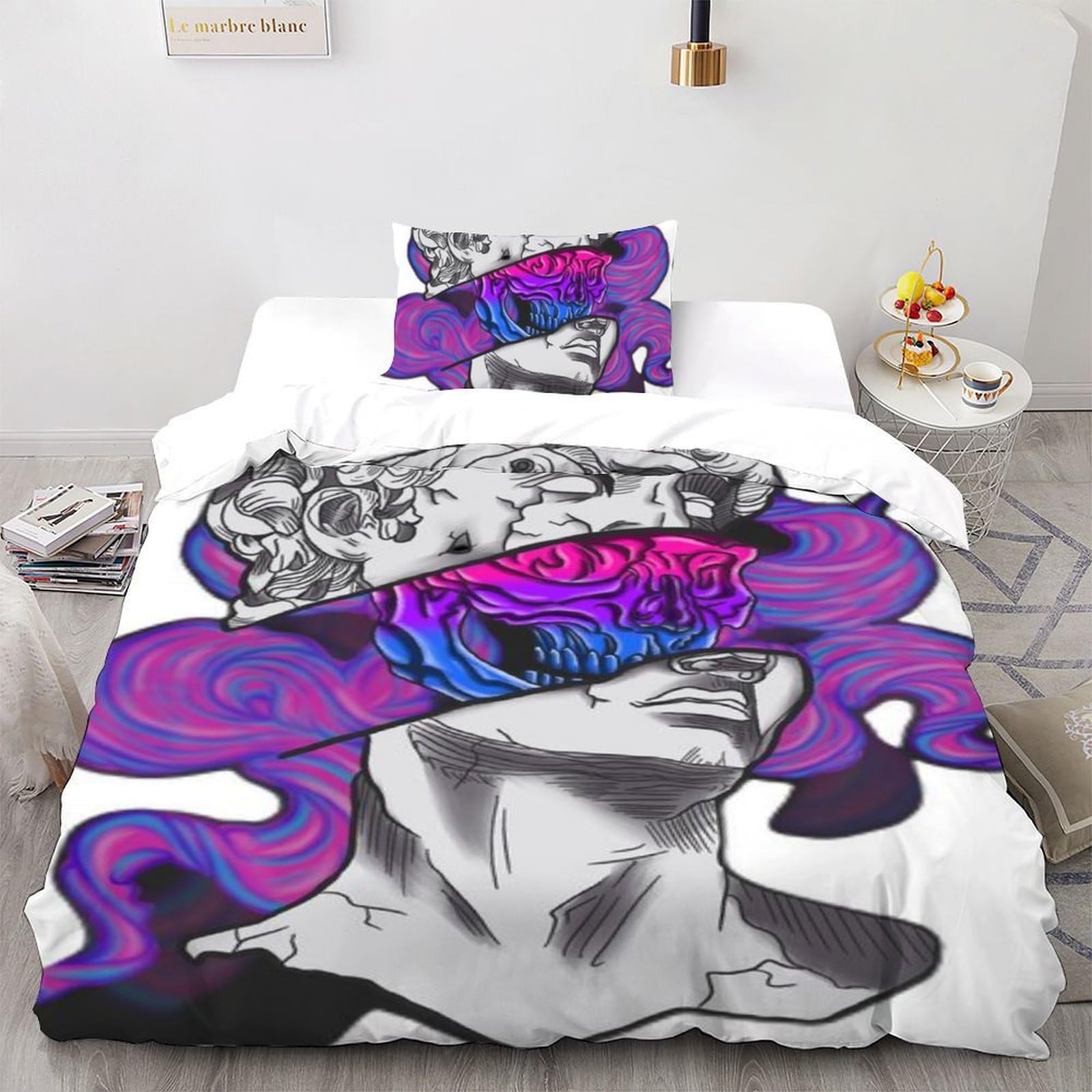 Housse de couette single 135x200cm imprimé 3d avec sa taie d'oreiller