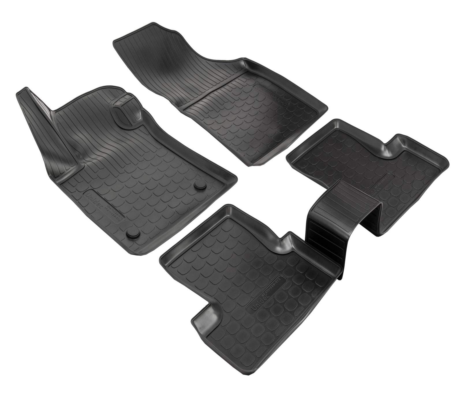 J&J Automotive Alfombrillas de Goma 3D para Coche, compatibles con Megane 4, a Partir de 2016, Borde de 4 cm, para Todas Las Condiciones meteorológicas, 4 Piezas