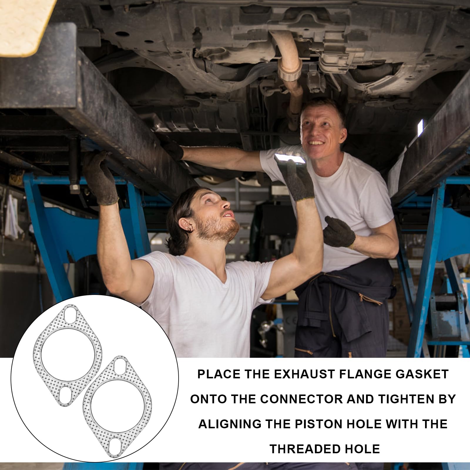 Joint D'étanchéité Tuyau échappement 94x94 Mm Avec Rondelles Et écrous M10 - Compatible Audi, Seat, Skoda, VW