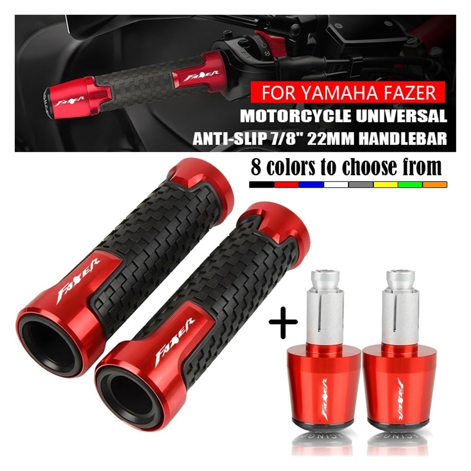 Per Ya&maha FZ1 FZ6 FZ8 Per Per Faze FZ 1 6 8 TENERE Moto Manopole Manubrio Antiscivolo Da 7/8''22mm Tappi Terminali Manubrio Terminali Manubrio
