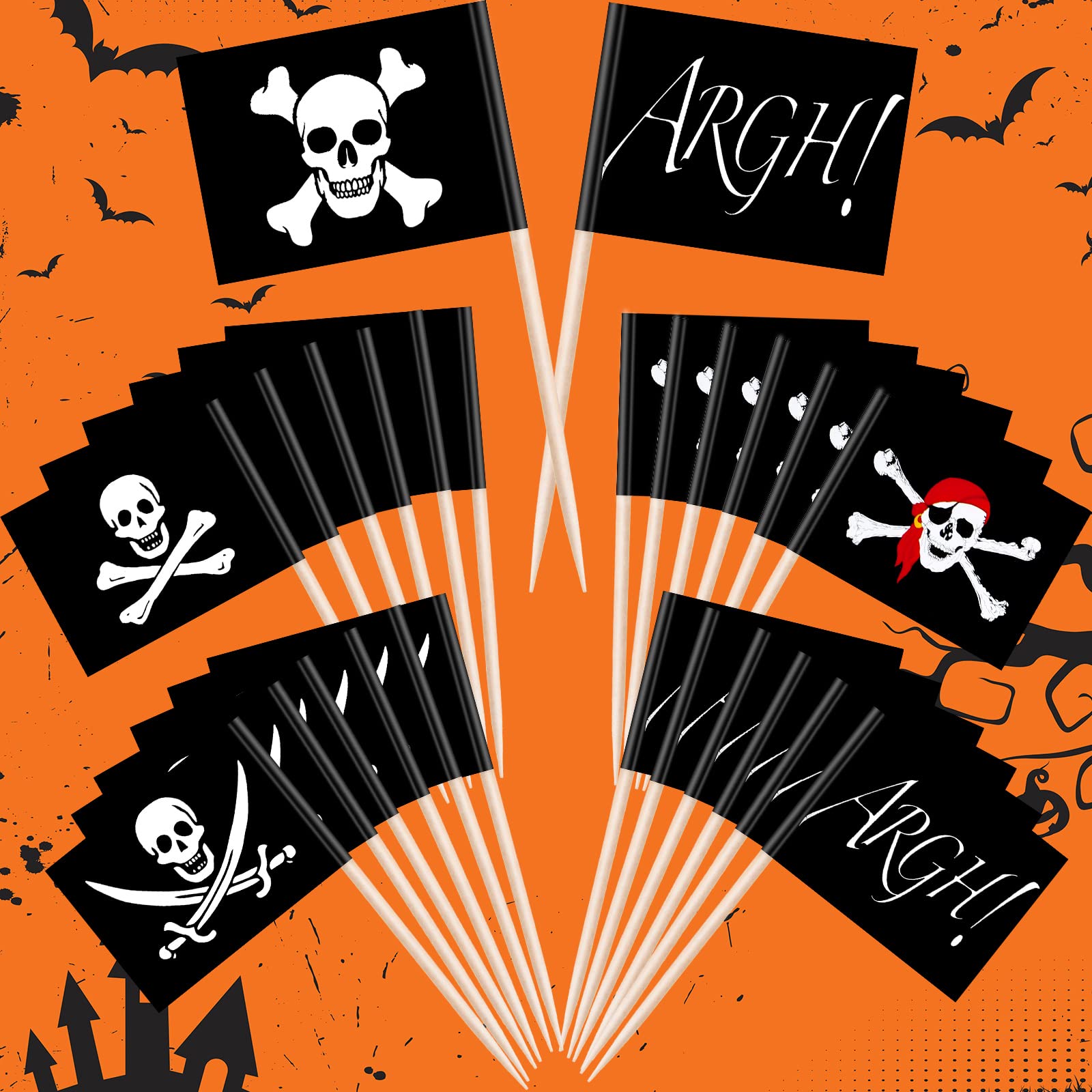 Amazon.com | 100 Pieces Christmas Pirate Cupcake Toppers Pirate Flag  Toothpicks Cocktail Picks Food Picks Flags for Christmas Food Appetizer  Cupcake Decorations for Cocktail Picks Flags Christmas Party: Cocktail Picks