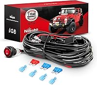 Nilight NI-WA 06 LED Light Bar Wiring Harness Kit - 2 Leads 12V Rocker Switch Relay Fuse IP67 Waterproof for Off-Road Lights