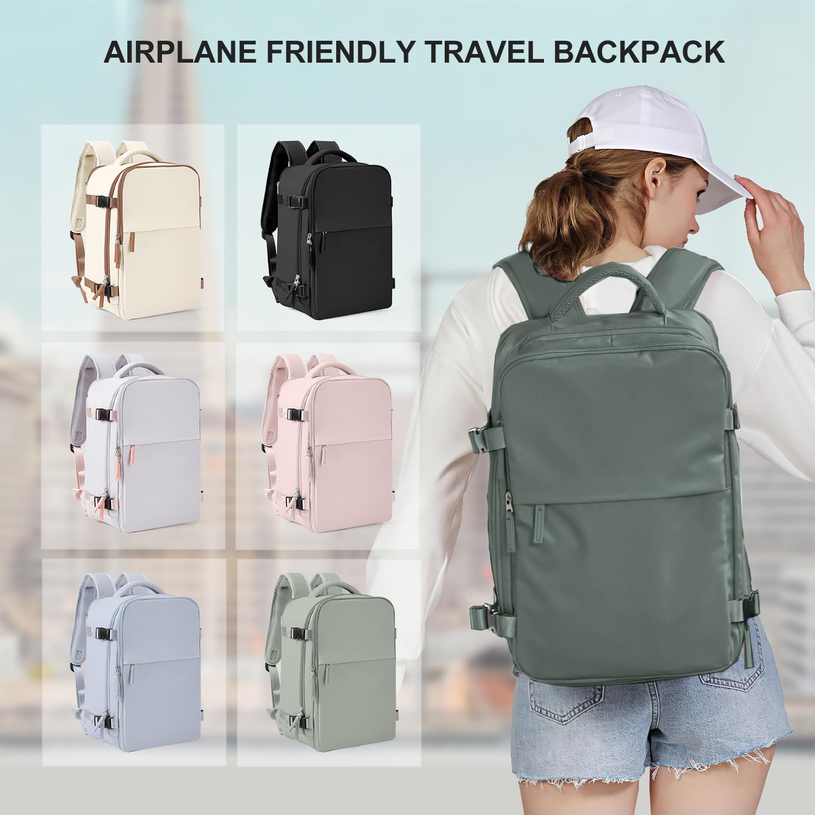 SZLX Zaino Ryanair 40x20x25 Bagaglio a Mano zaino Borse da Cabina per Easyjet 45x36x20 Zaino da Viaggio donna con porta ricarica USB, Borsa da Viaggio aereo Zaino Computer Impermeabile Casual Daypack