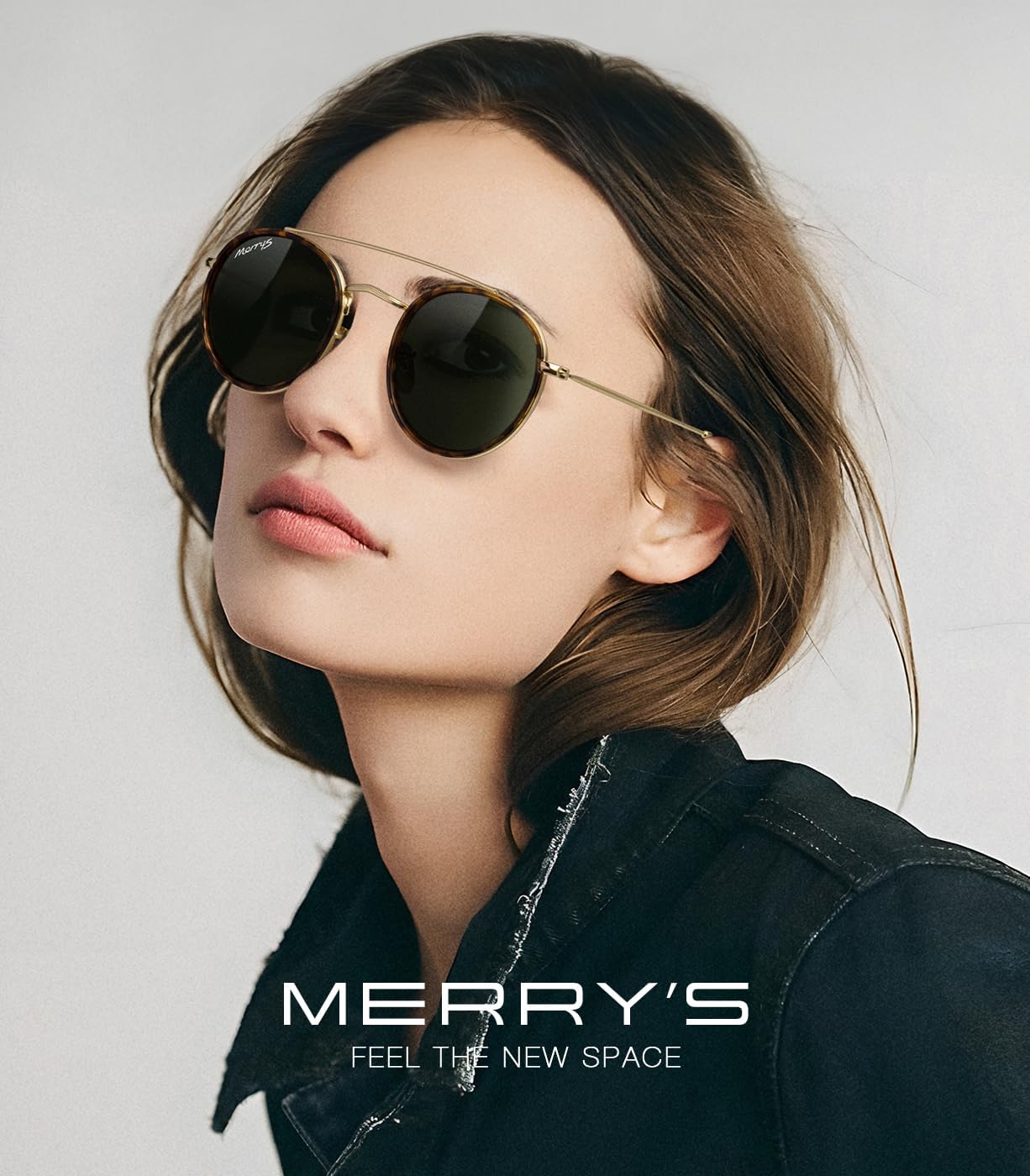 MERRY'S Retro Round Polarized Sunglasses - Unisex Double Bridge Sun Glasses