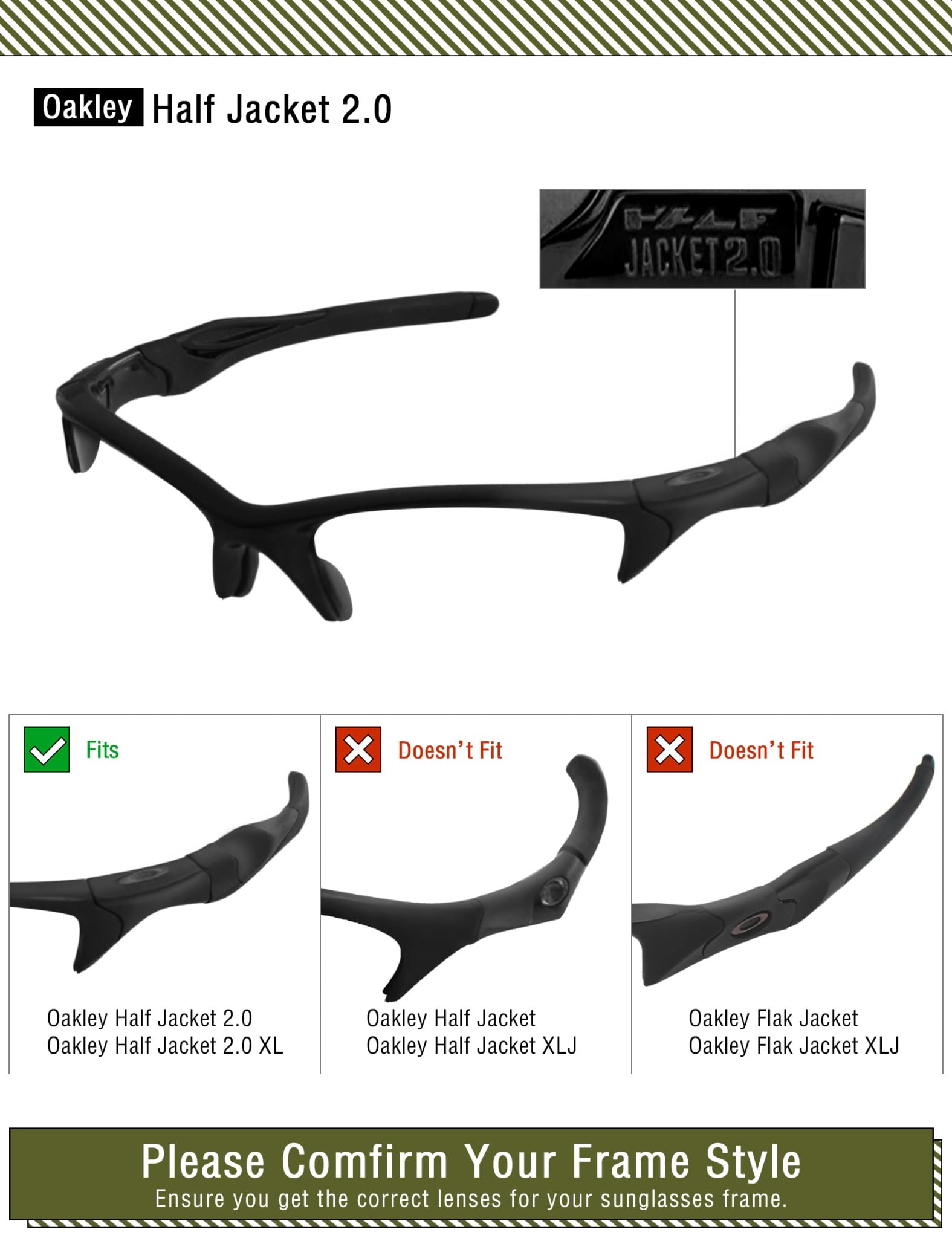 OSharp Lentes de repuesto para gafas de sol Oakley Half Jacket 2.0 OO9144-62 mm, protección UV y ajuste perfecto