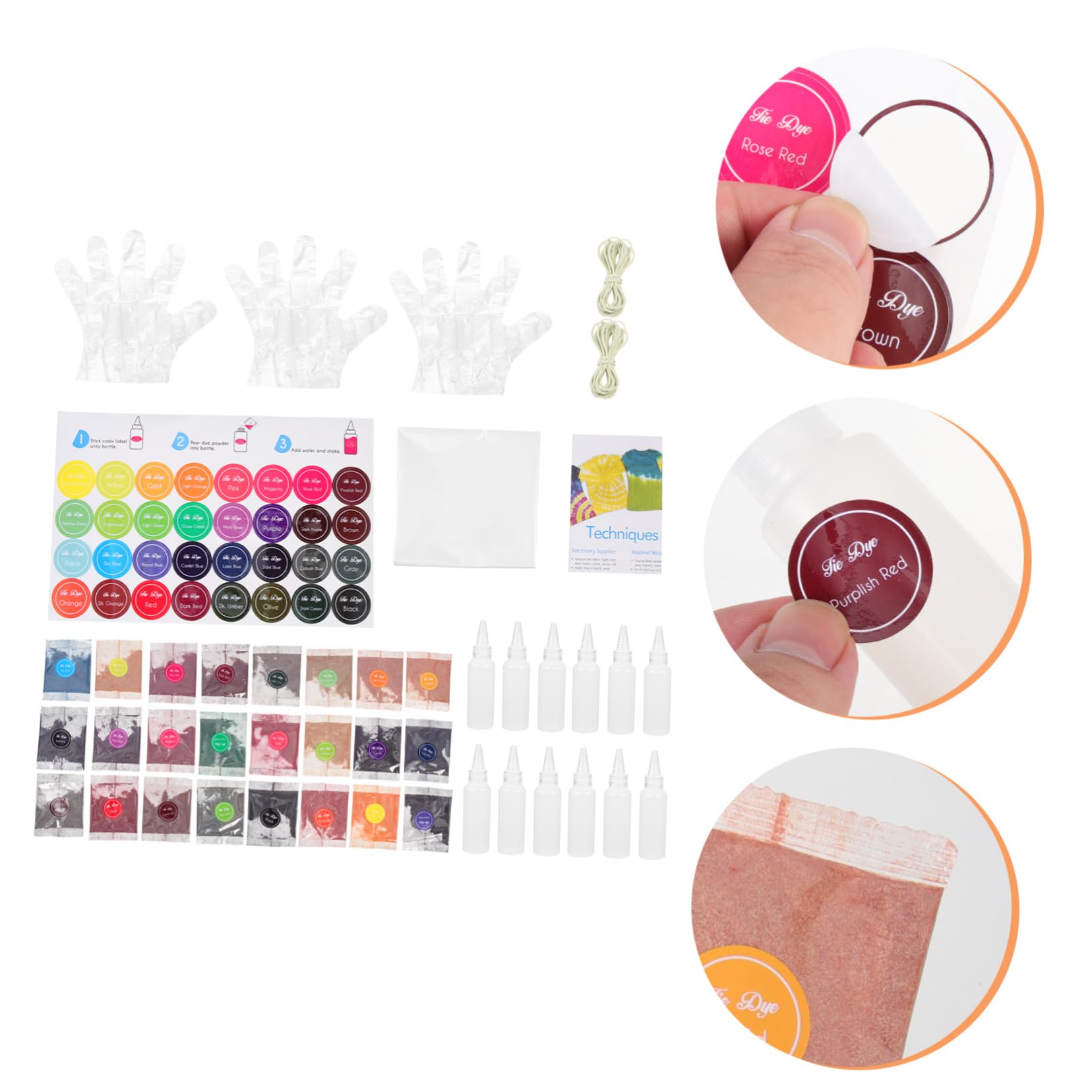 Kit Tintura Tie Dye 24 Colori in Polvere per Tessuti Colorati senza Odore per Magliette Abiti Adulti e Ragazzo Ragazza
