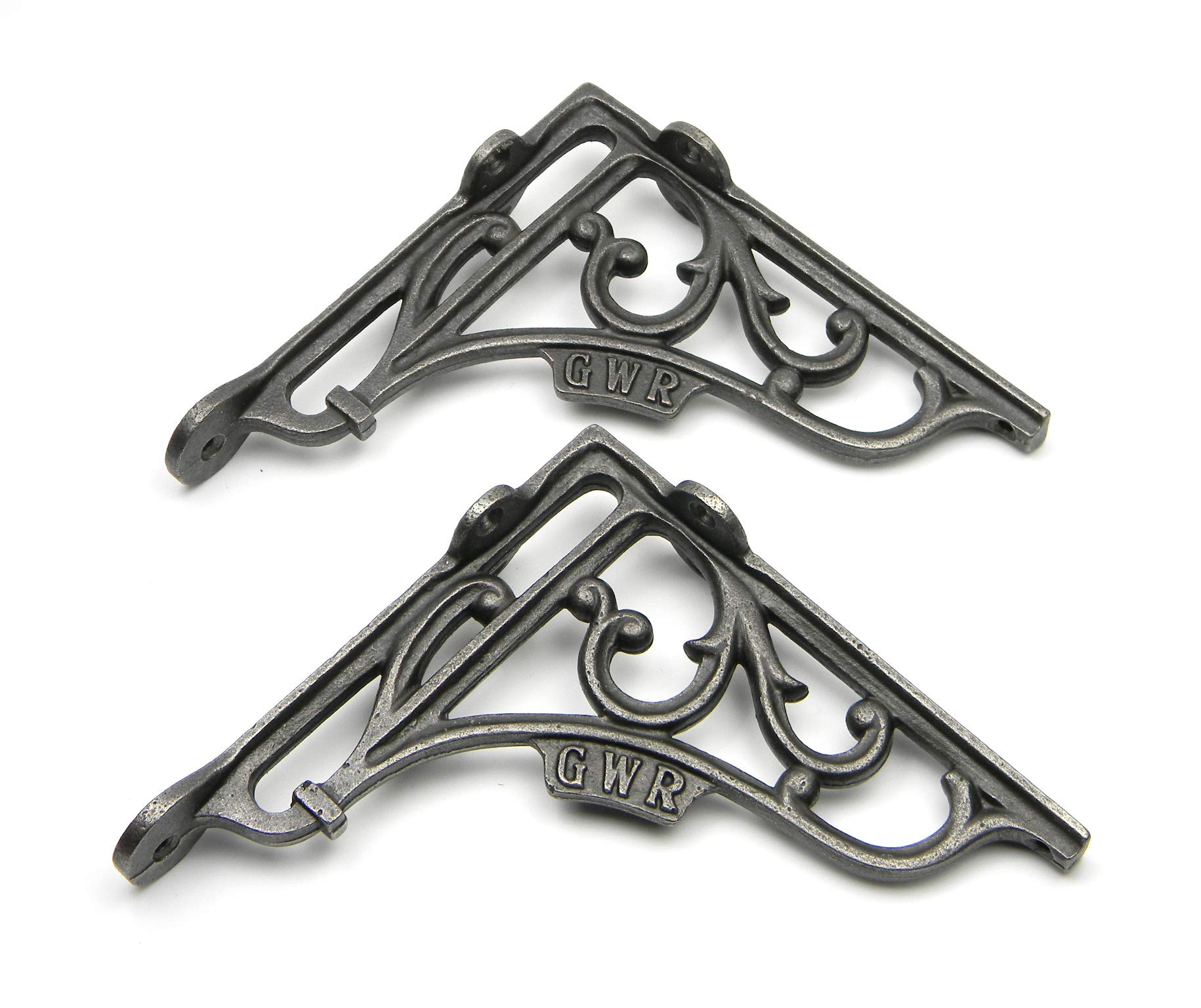 Oakcrafts Antique Pair Of Shelf Brackets Gwr Cast Iron 150Mm X 150Mm / 6" X 6"