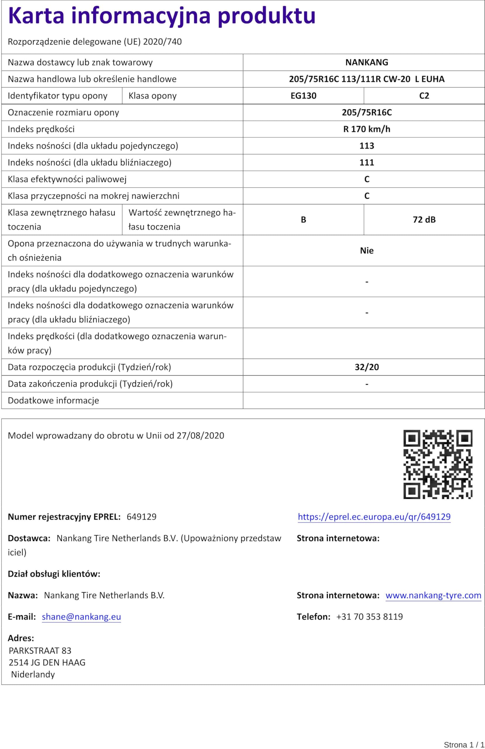 Nankang S7409070 - Pneumatico per furgoni, unisex, multicolore, standard