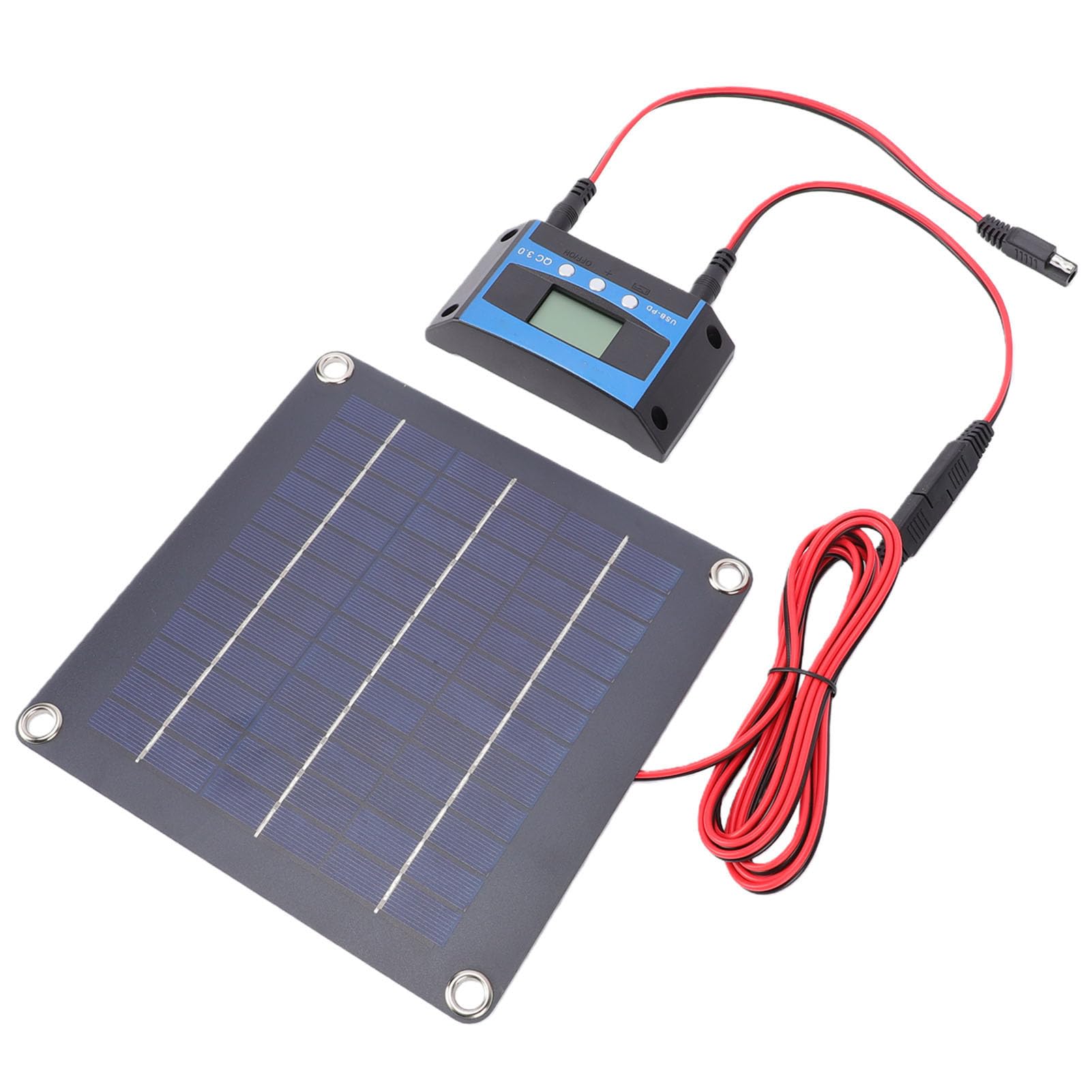 Kit Pannello Solare 20W, Monocristallino con Controllore di | Caricabatterie solare portatile con design impermeabile per campeggio marino in barca per , mantenitore di batteria solare
