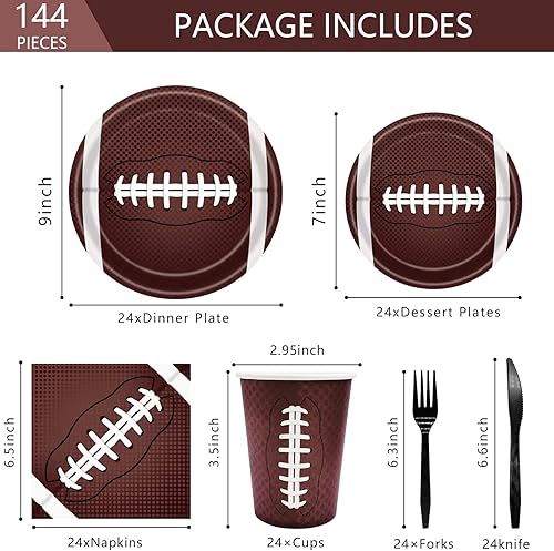 Miniatura 10 de Suministros de fiesta de fútbol, 120 piezas de vajilla para fiesta de cumpleaños de fútbol, incluye platos de papel de fútbol, servilletas, tazas y