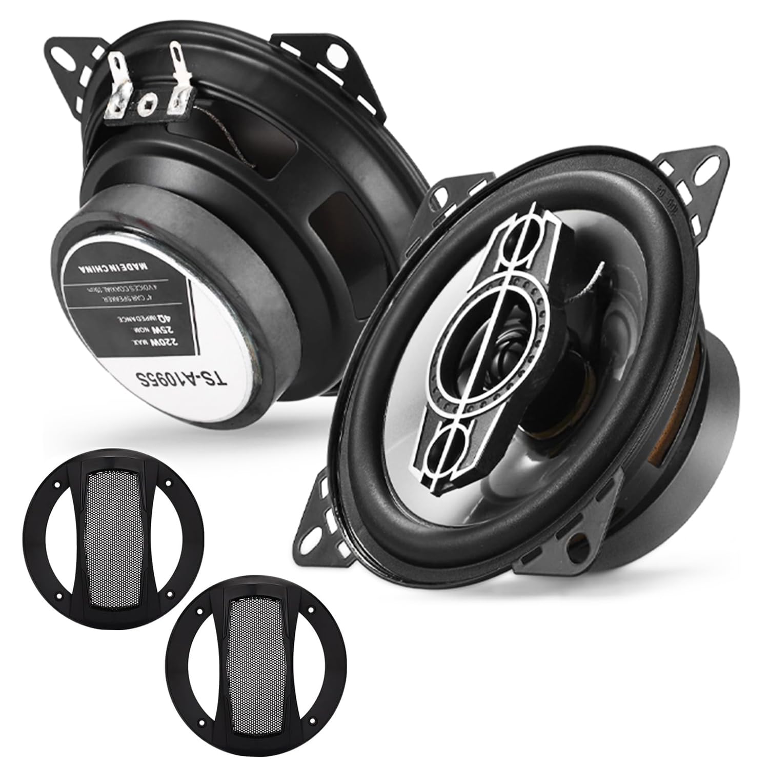 Stynxro 4インチカースピーカー 10cm 車載スピーカー 最大220W出力 同軸設計 2個 1組 クリアな音質 取り付け簡単 車に最適 耐久性