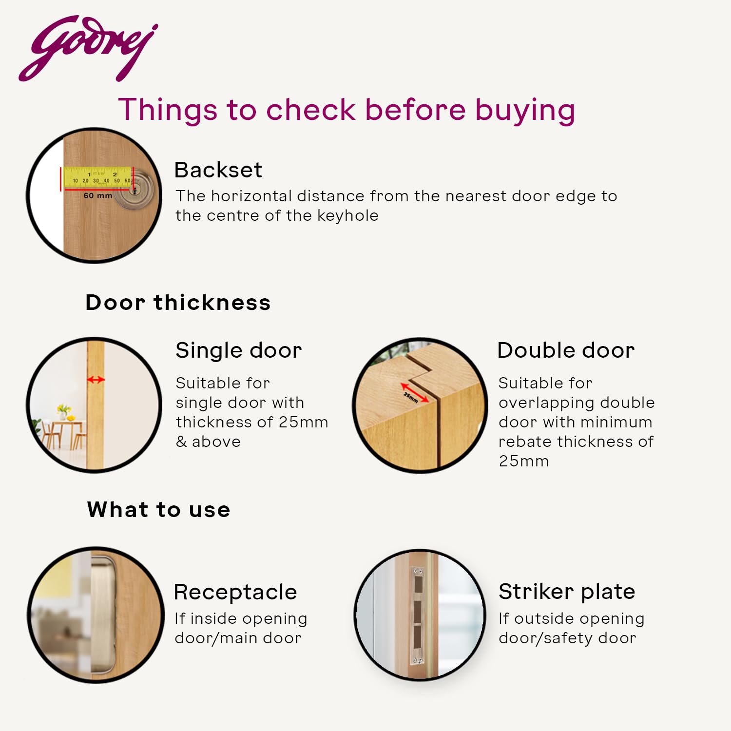 Godrej Centaur Rim Lock I World's 1st Dual Motion Lock | Ultra XL+ Technology | 1CK Latch Lock for Main & Safety Door I Suitable for Single & Double Wooden Door I Brass Finish | 5 Yeras Warranty — Amazon image 6