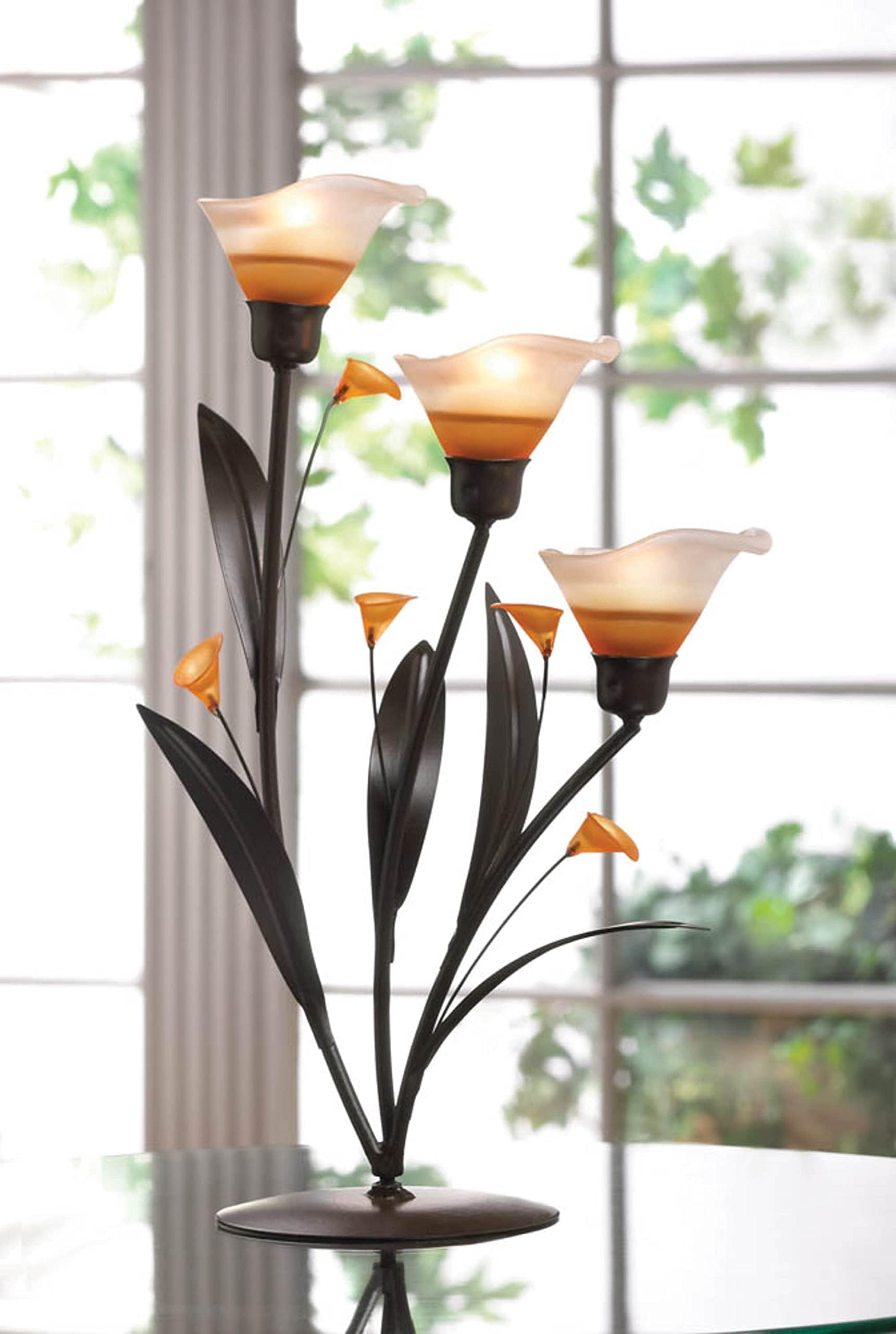 Centerpiece Lilies Flower Tealight Candle Holder 3 Cups