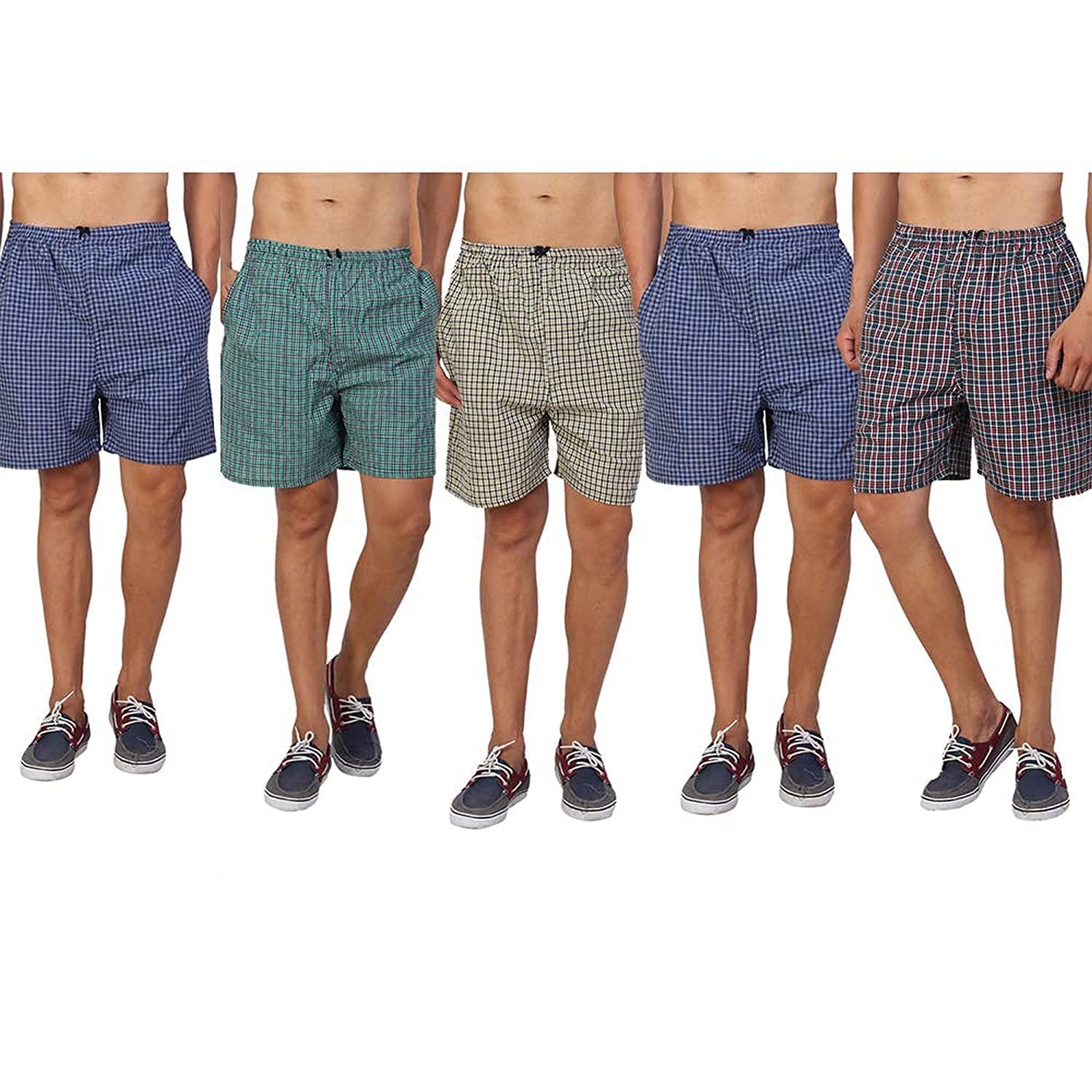 riksaw Men's Ultra-Light Soft Cotton Checkered Boxer Shorts (Pack of 5) - Made in India-picture-55