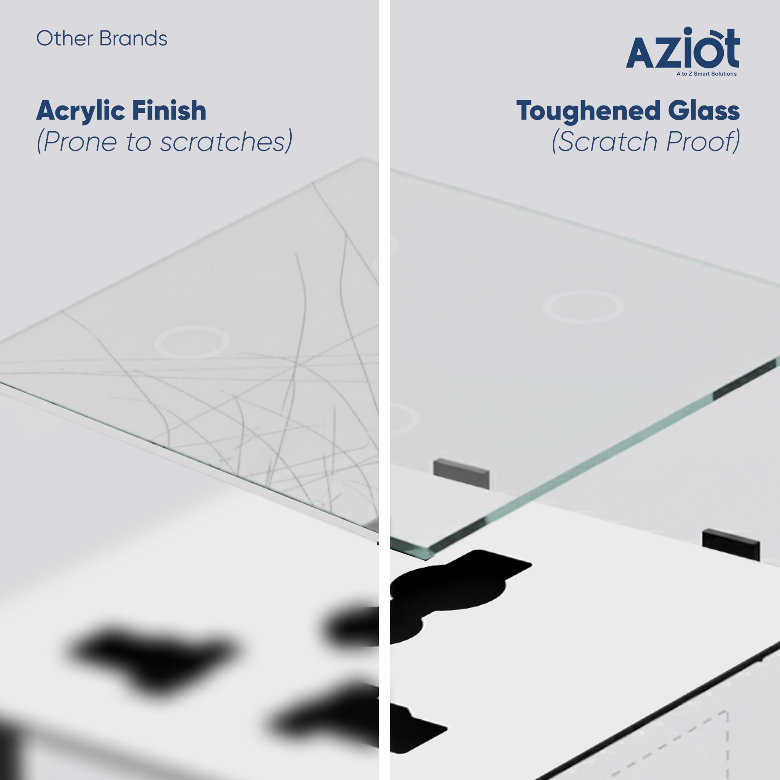 Aziot 6amps Non Smart Modular Socket | Glass Touch Fitted | Fits Regular Switch Plates | Made in India (White) 2