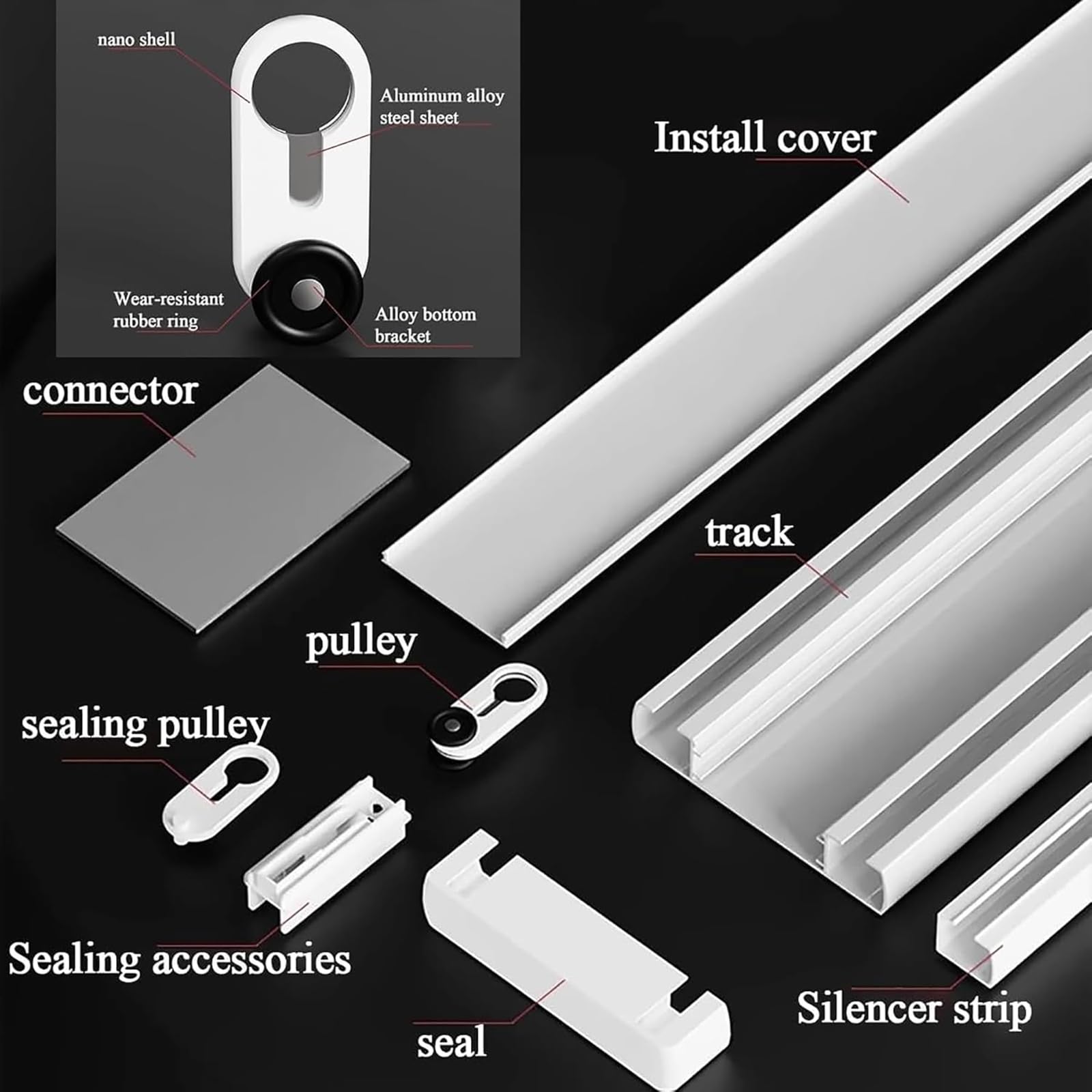 Système de tringle à rideaux, tringle à rideaux de plafond double rangée - Rail coulissant robuste pour salon et chambre, séparateur de pièce facile à installer, 1,6 m (5,2 pi), blanc - Idéa